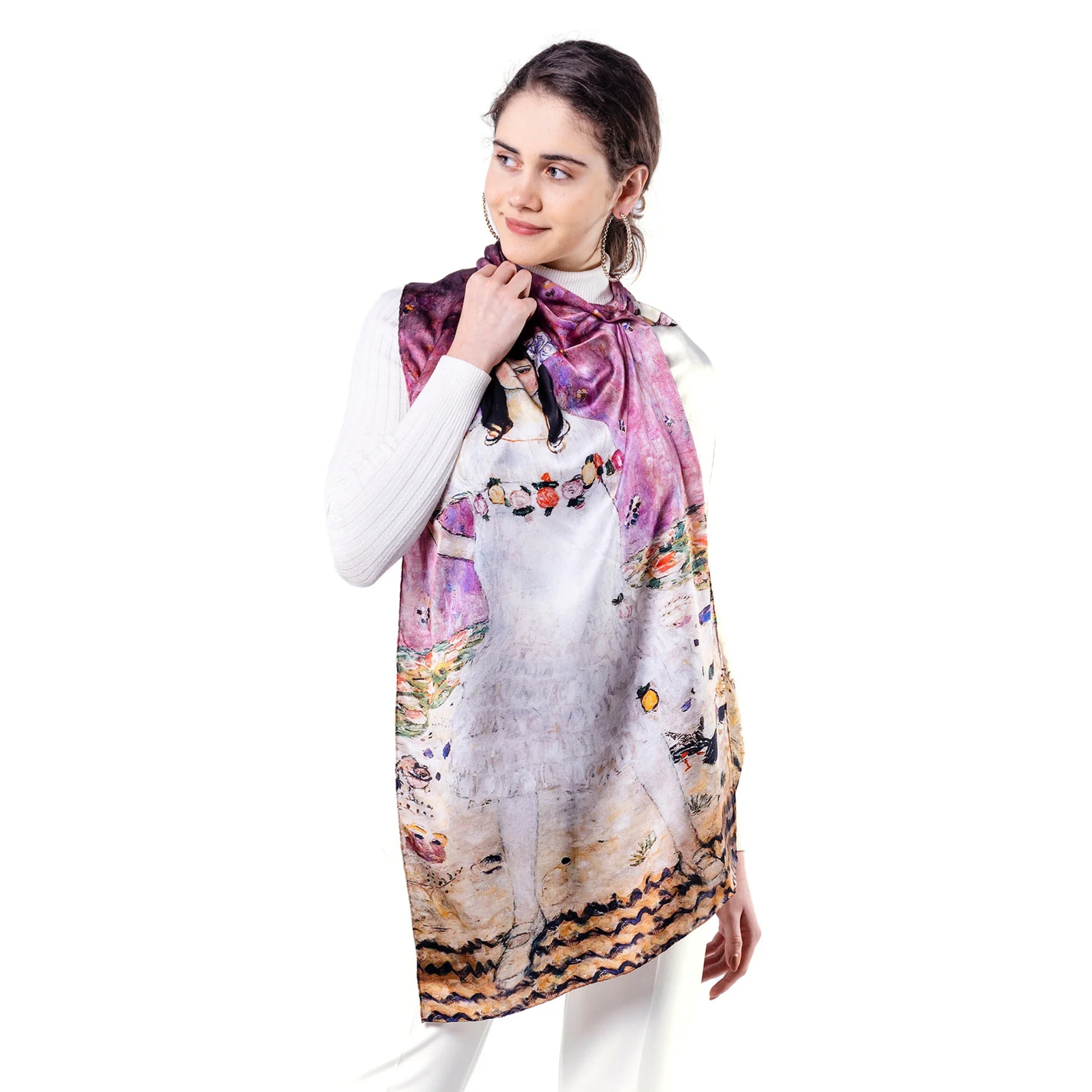%100 İpek Fular | 55x180 cm | Gustav Klimt Mada Primavesi | Nomads Felt