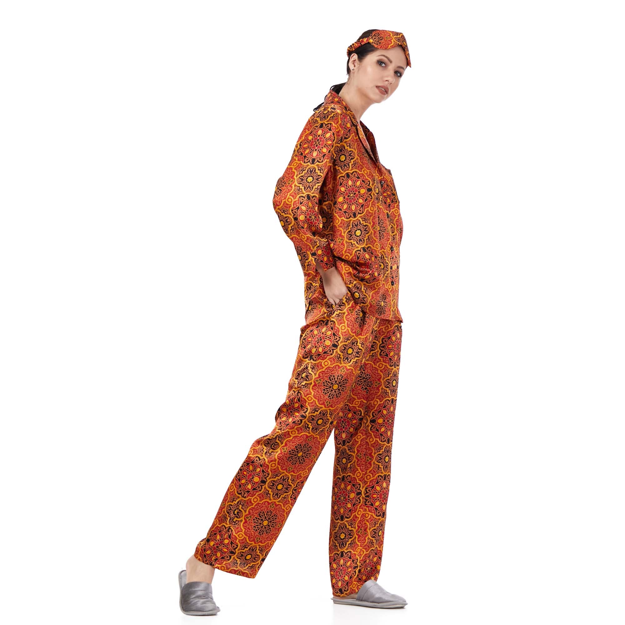 İpek Gömlek Pantolon-Pijama Takımı | Elhamra 14 | Nomads Felt