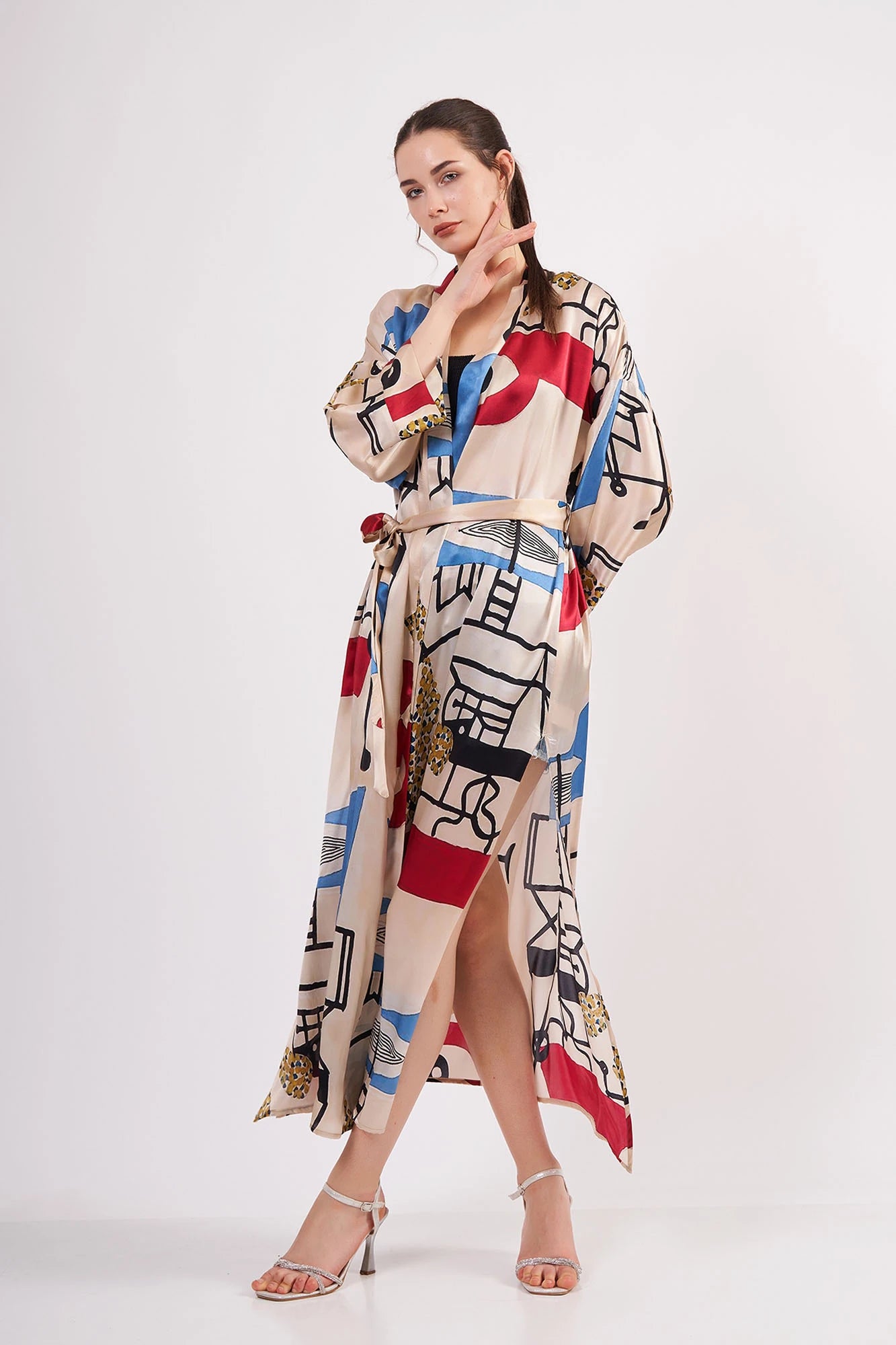 %100 İpek Uzun Kimono | Nomads Art Koleksiyonu 3 | Nomads Felt