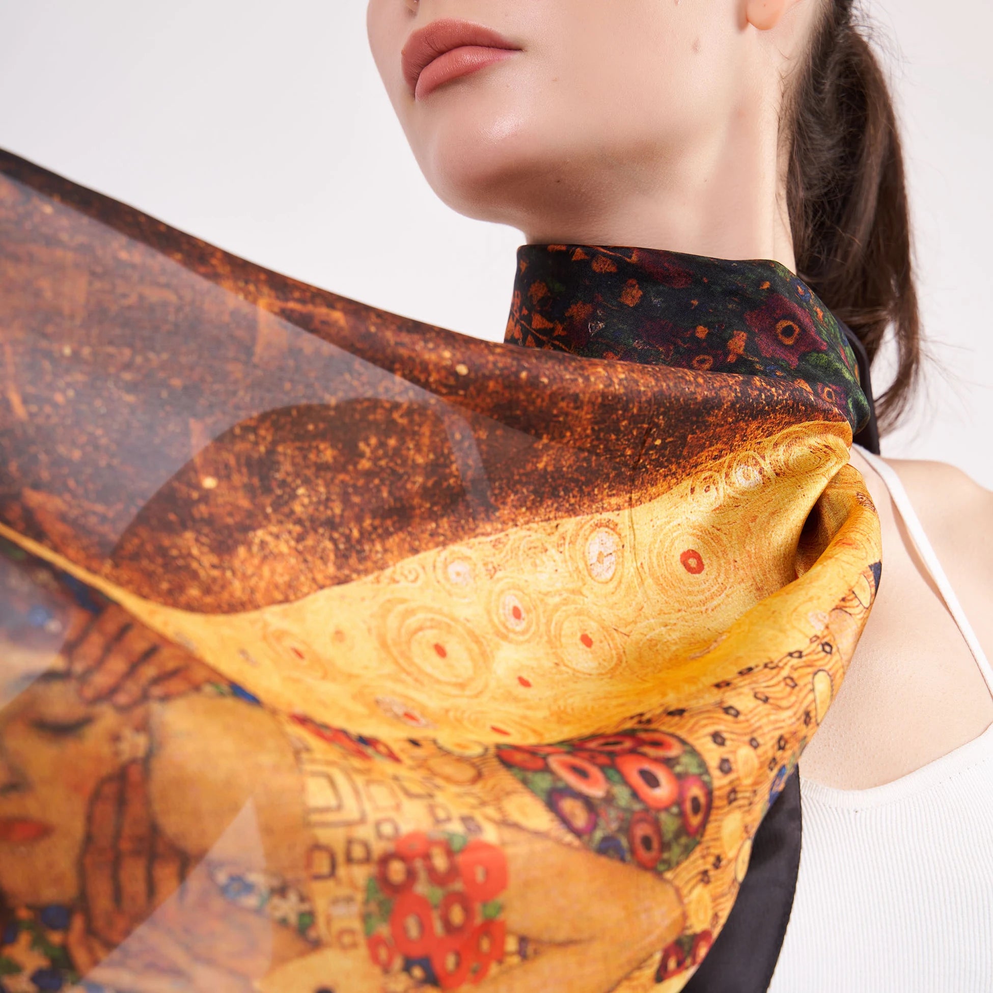 Vual İpek Fular | 55x180 cm | Gustav Klimt The Kiss | Nomads Felt