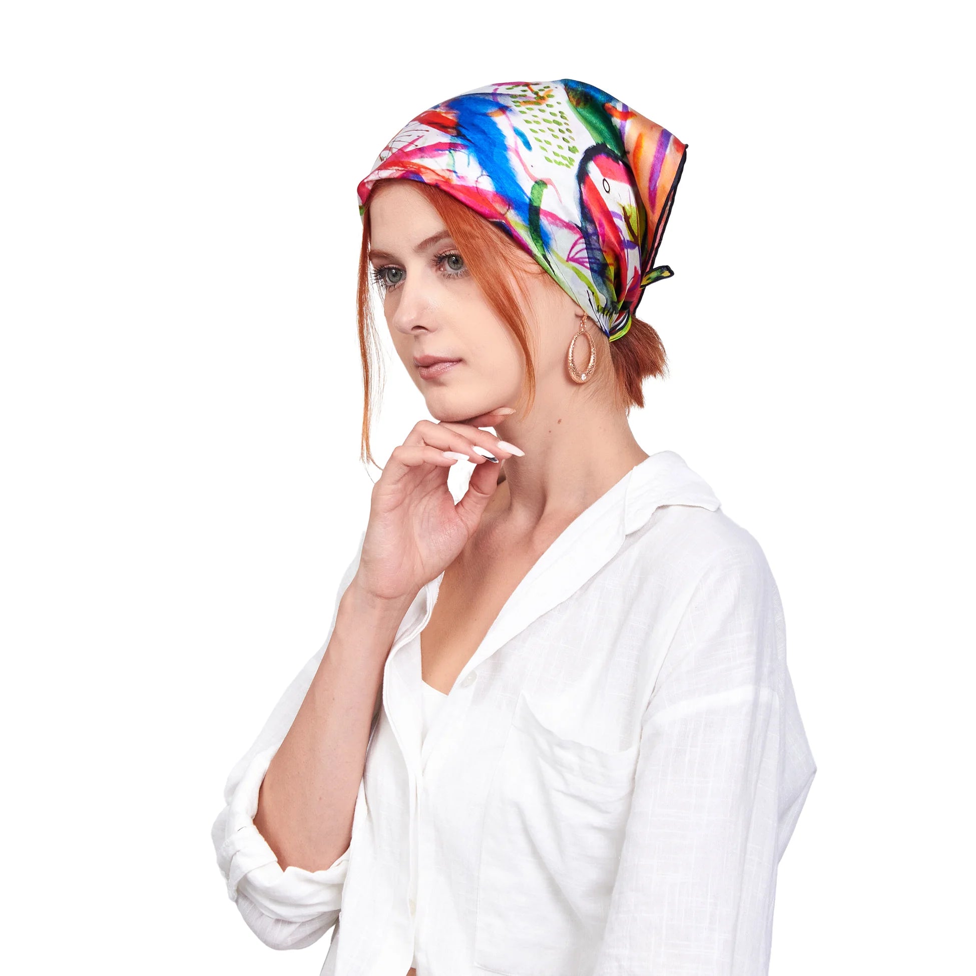 %100 İpek Bandana Fular | Kandinsky Watercolor Paintings 55x55 cm | Nomads Felt