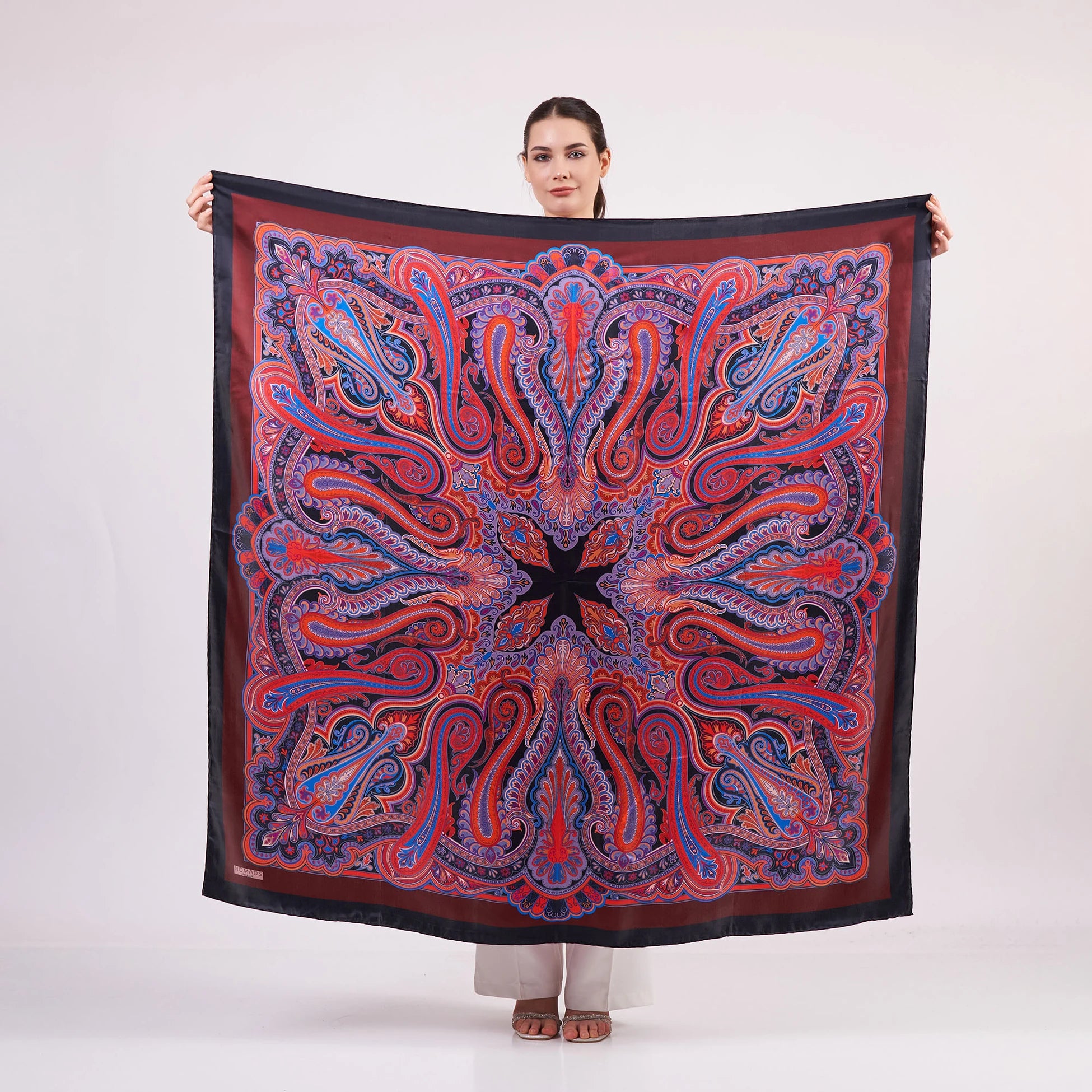 Saf İpek Şal Fular | 140 cm | Etro Desen 4 | Nomads Felt