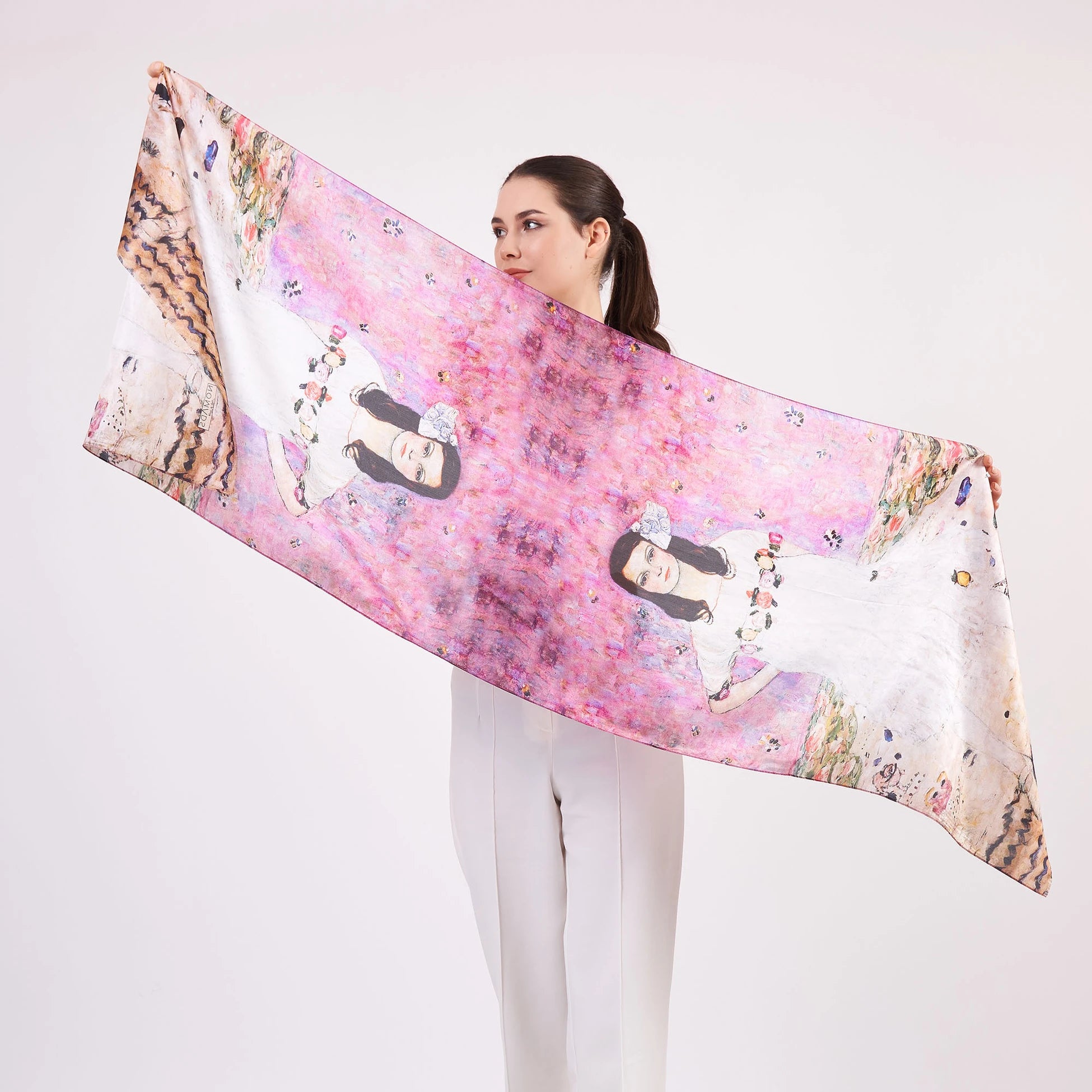 Vual İpek Fular | 55x180 cm | Gustav Klimt Mada Primavesi | Nomads Felt