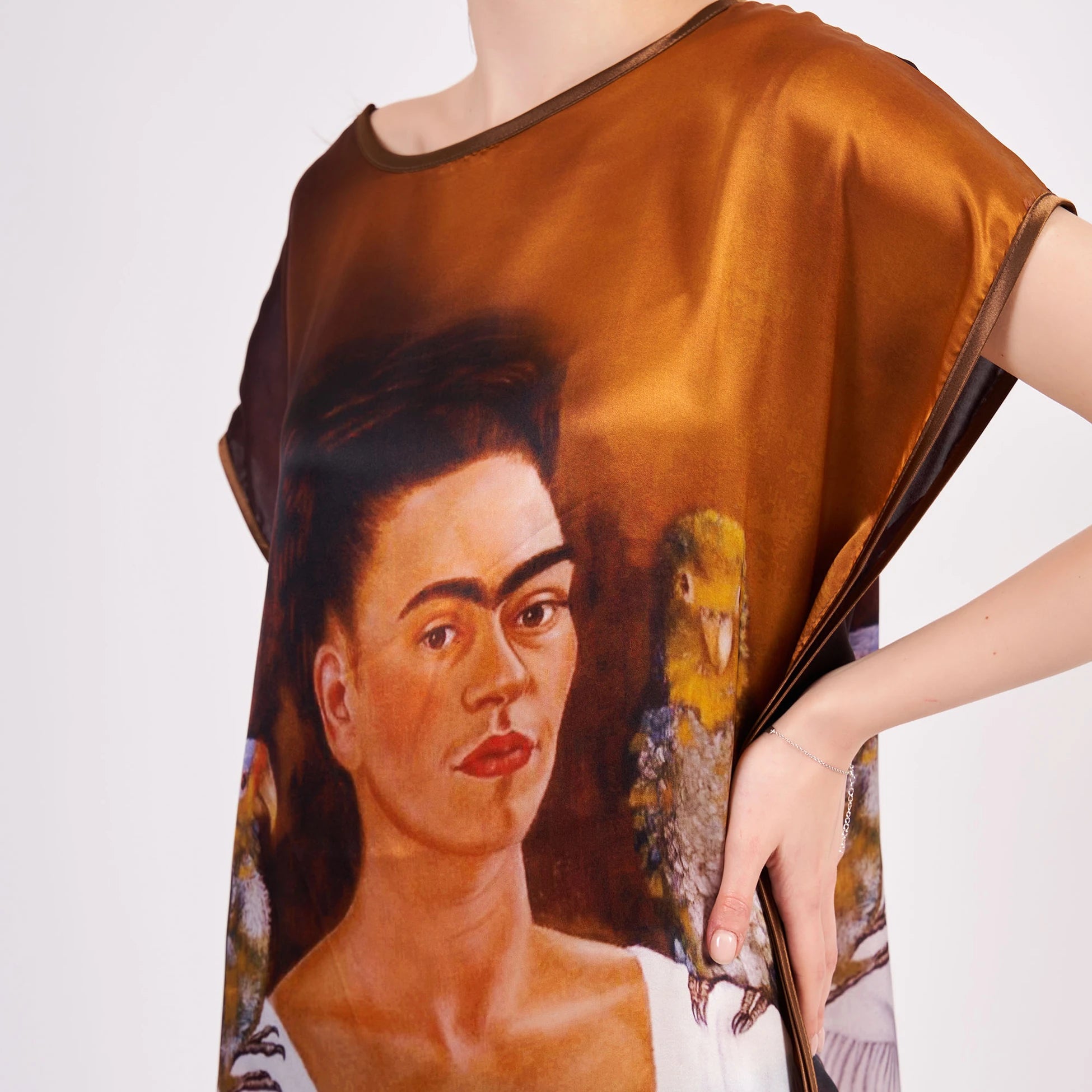 Saf İpek Kısa Elbise | Frida Kahlo 2 | Nomads Felt