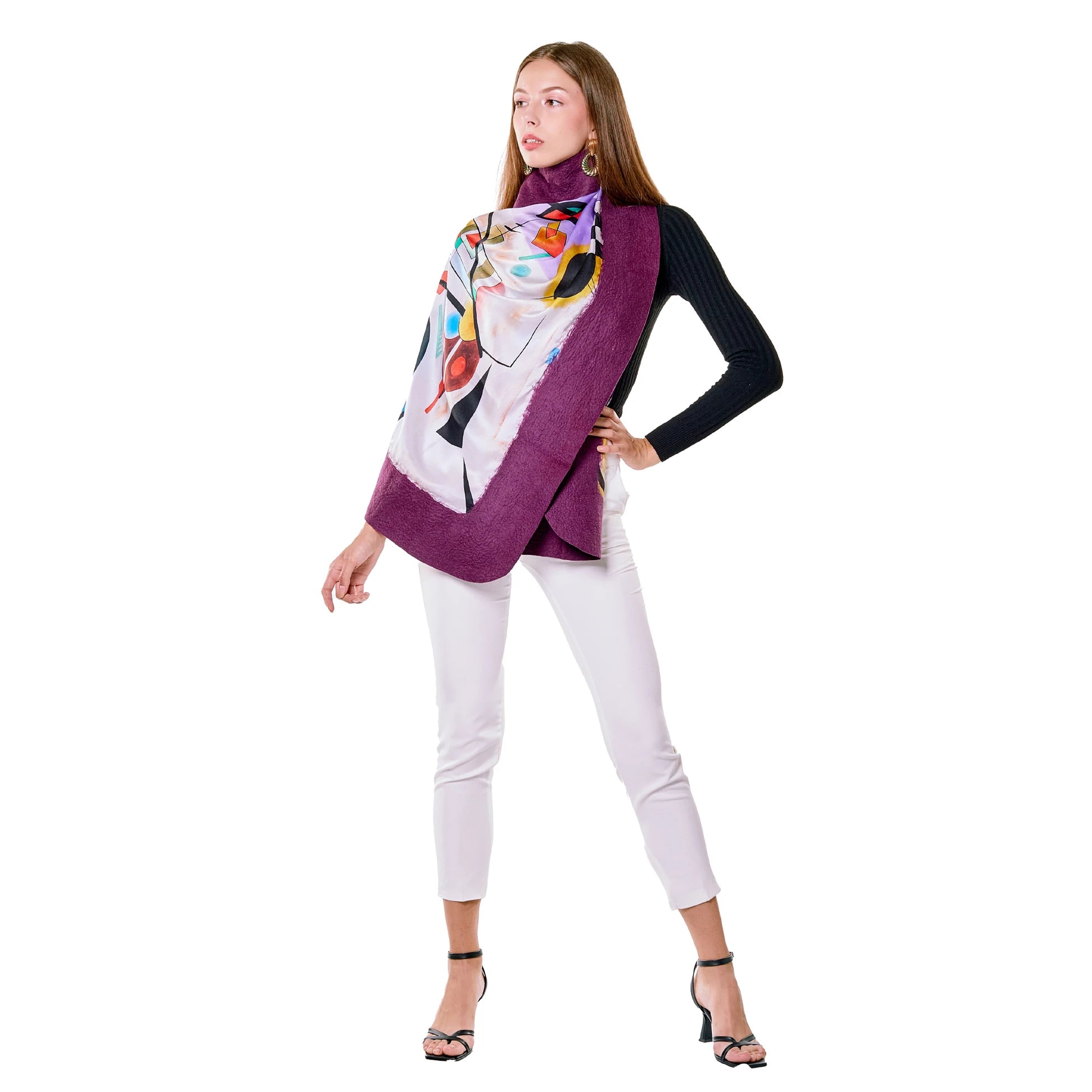 İpek-Keçe Şal | Kandinsky Collective Mor | Nomads Felt