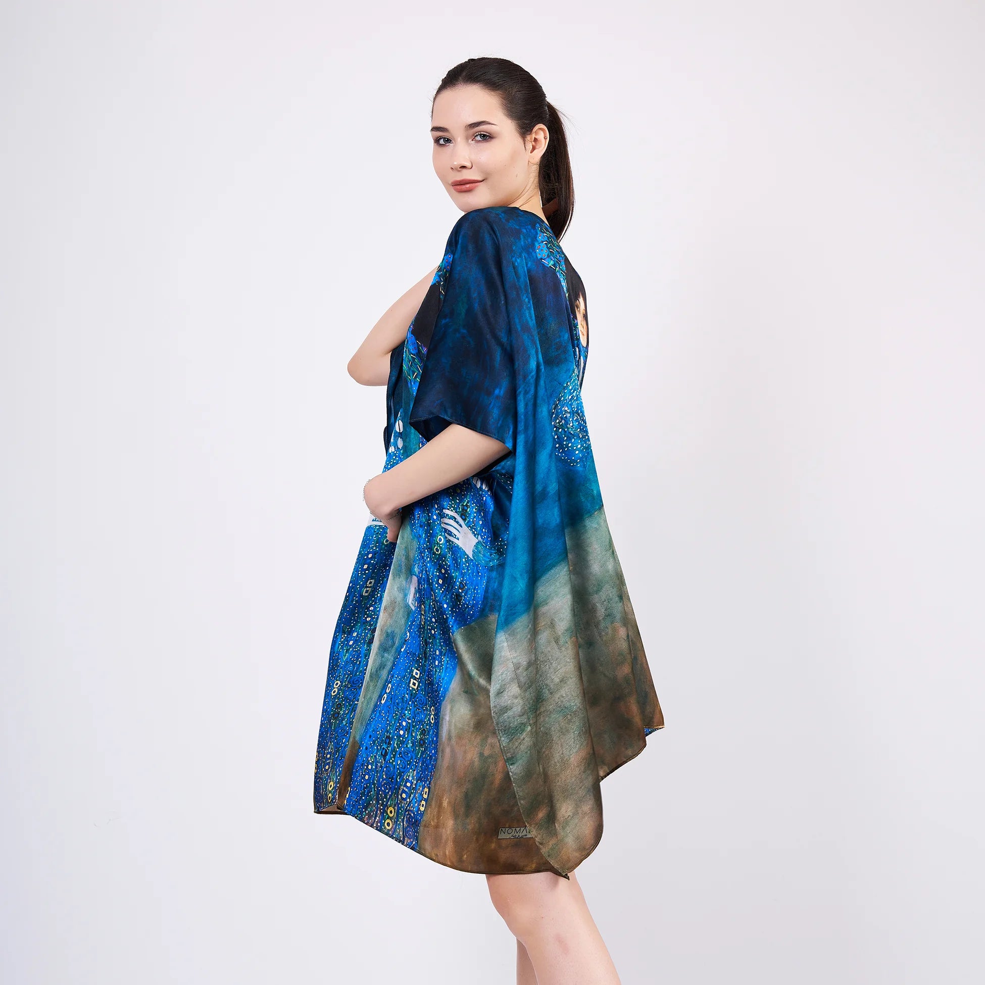 %100 İpek Kısa Kimono Pareo | Gustav Klimt Emilie Floge | Nomads Felt