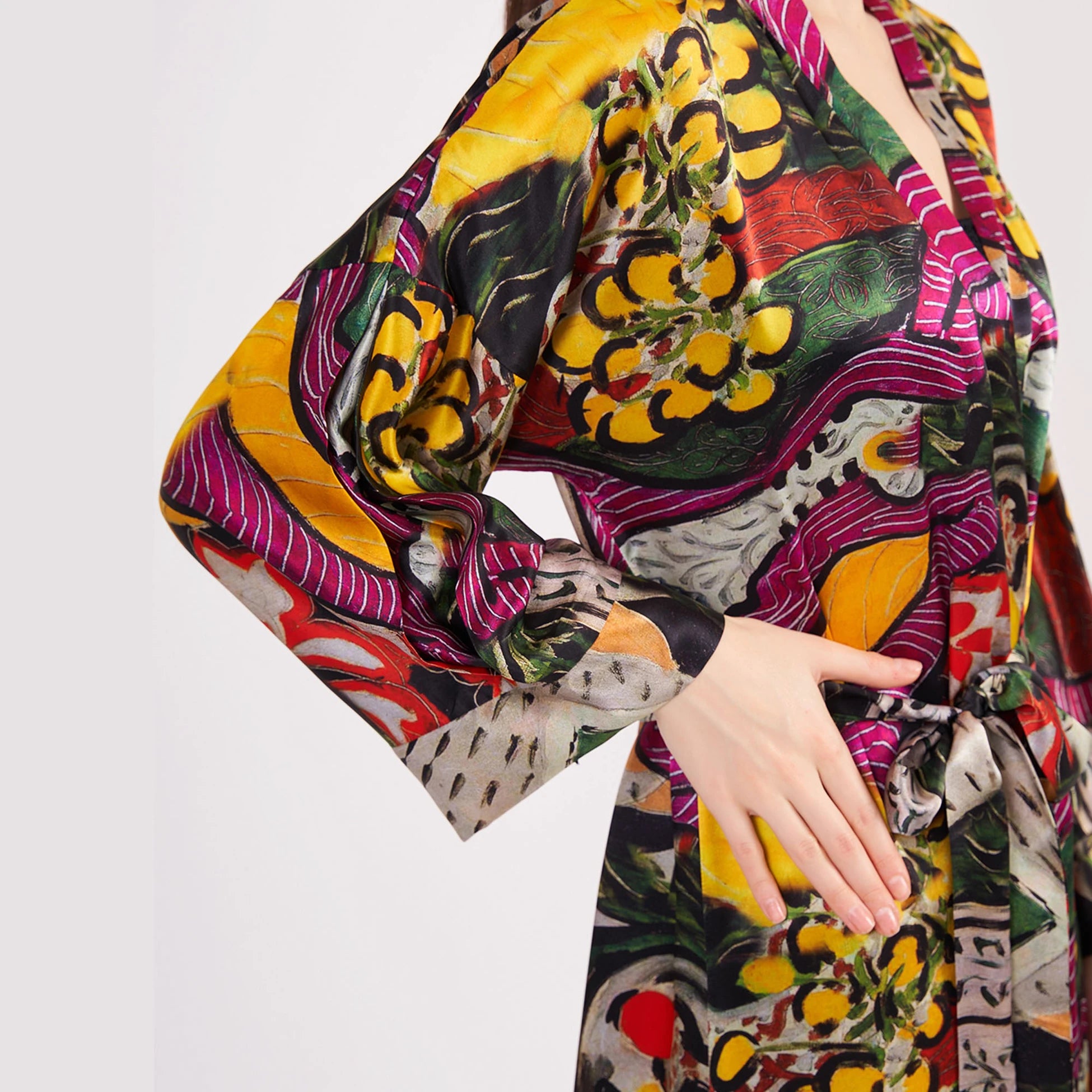 %100 İpek Kimono Kaftan | Henri Matisse Purple and Dress | Nomads Felt