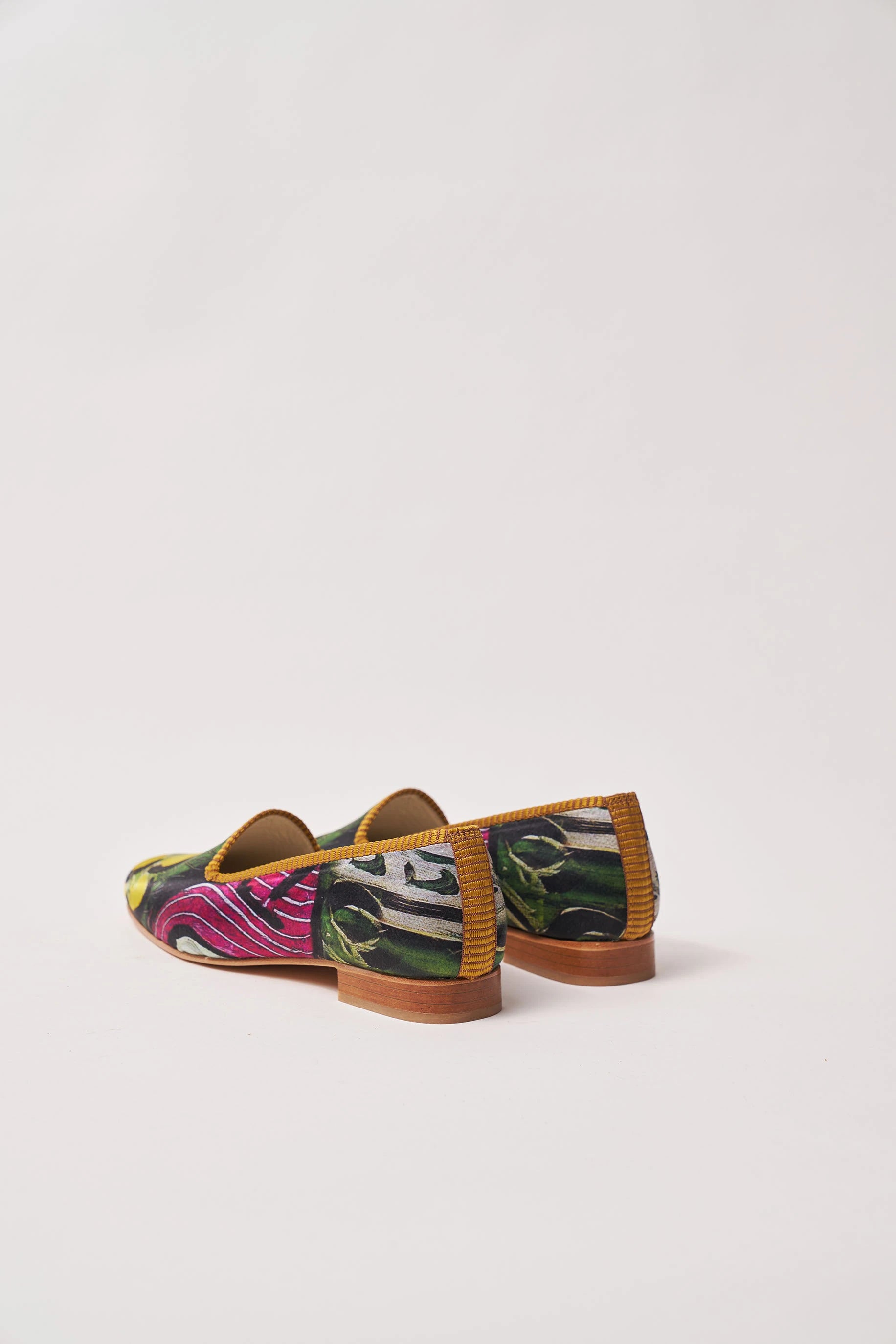 Henri Matisse Purple and Dress Desenli %100 İpek Hakiki Deri Babet