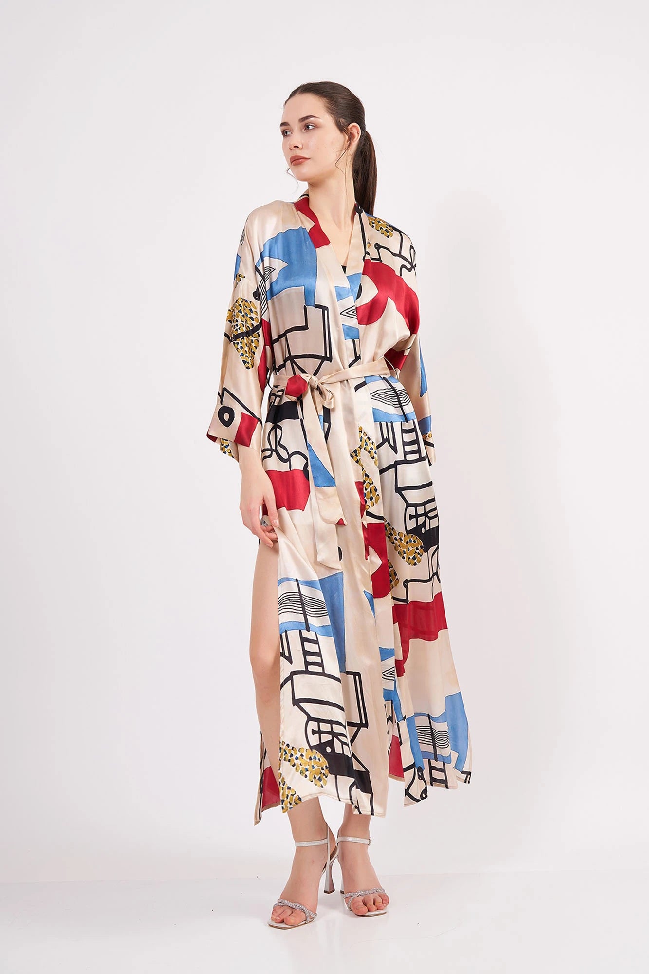 %100 İpek Uzun Kimono | Nomads Art Koleksiyonu 3 | Nomads Felt