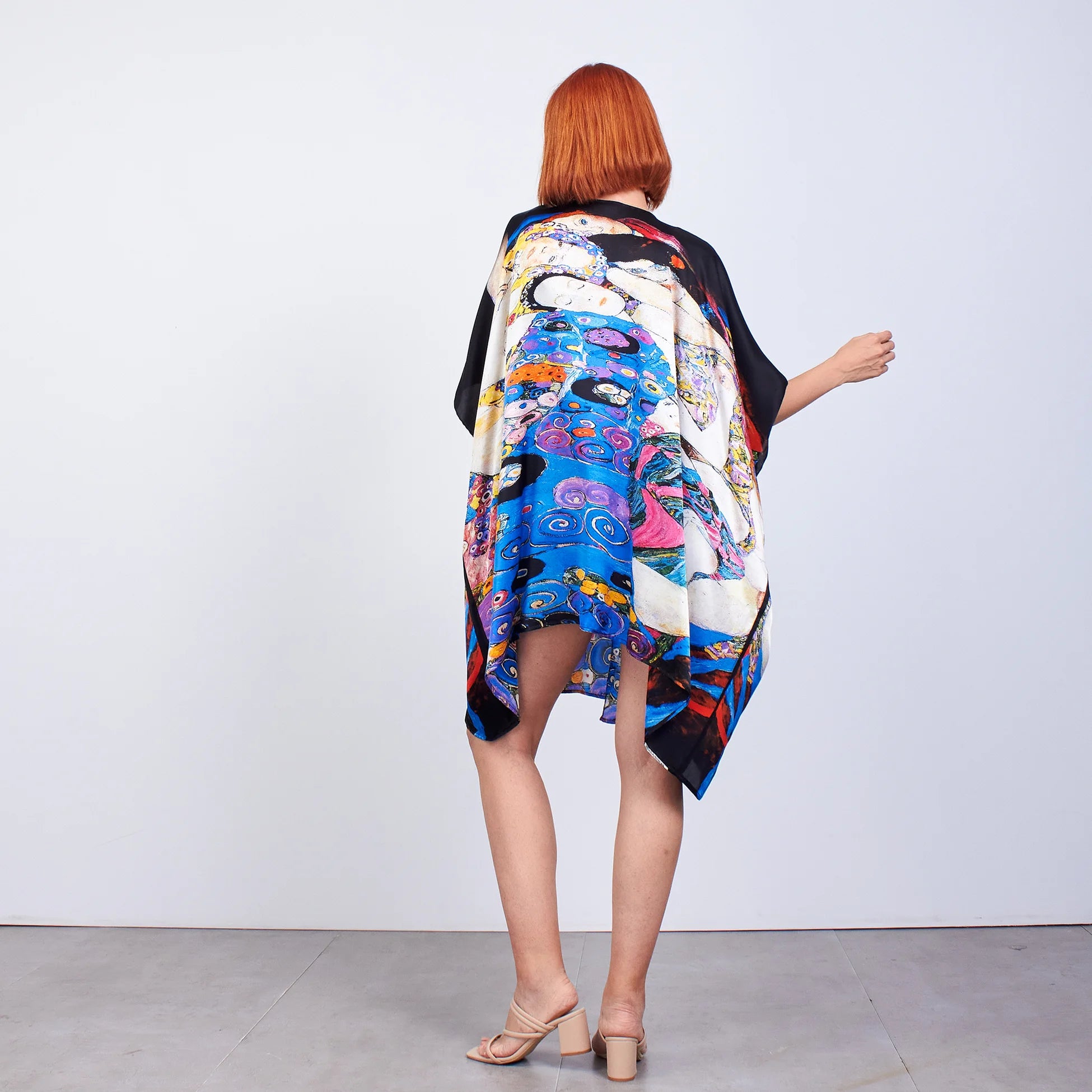 %100 İpek Kısa Kimono Pareo | Gustav Klimt The Virgins | Nomads Felt