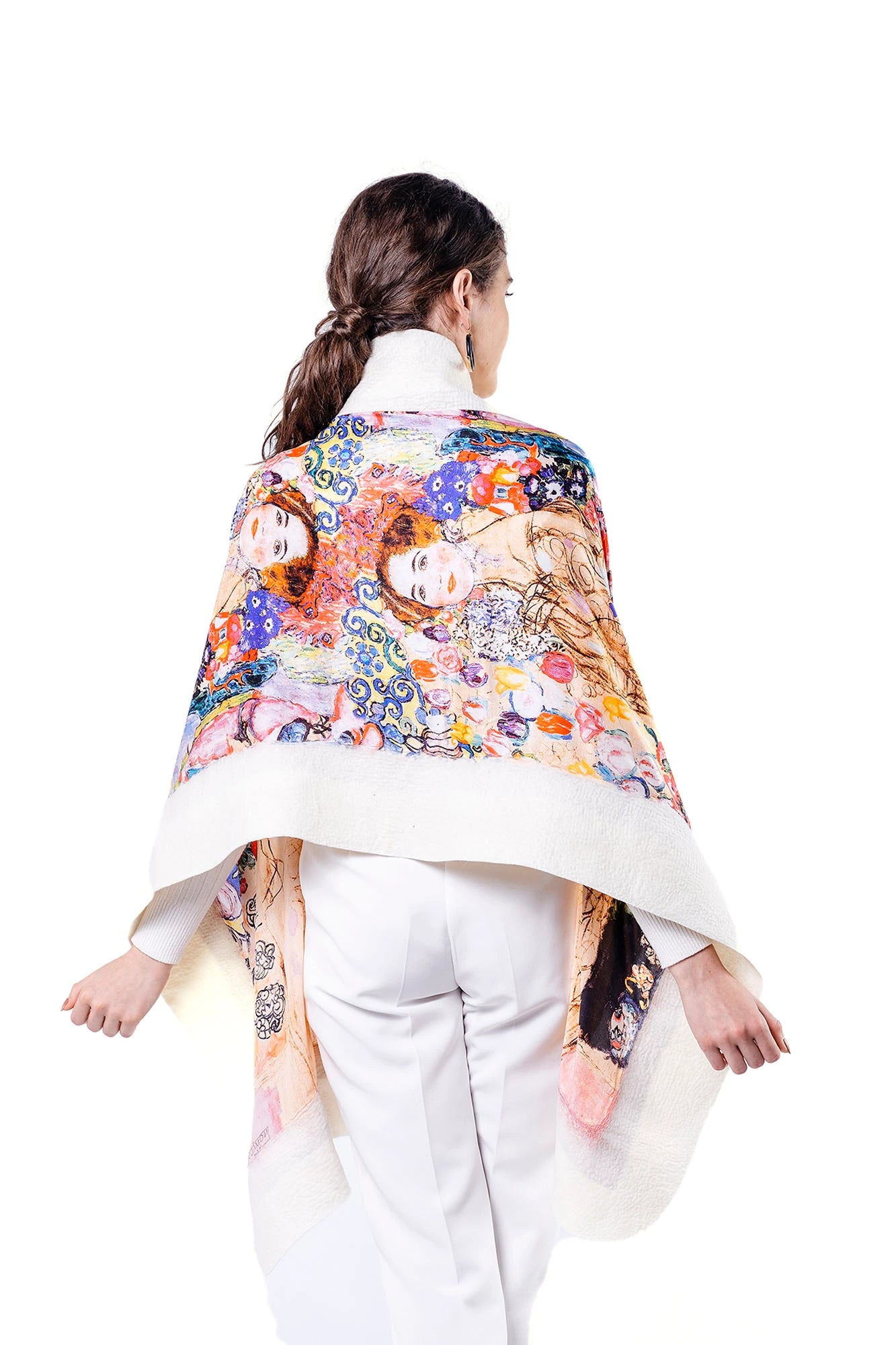 İpek Keçe Şal | Gustav Klimt Maria Munk Beyaz | Nomads Felt