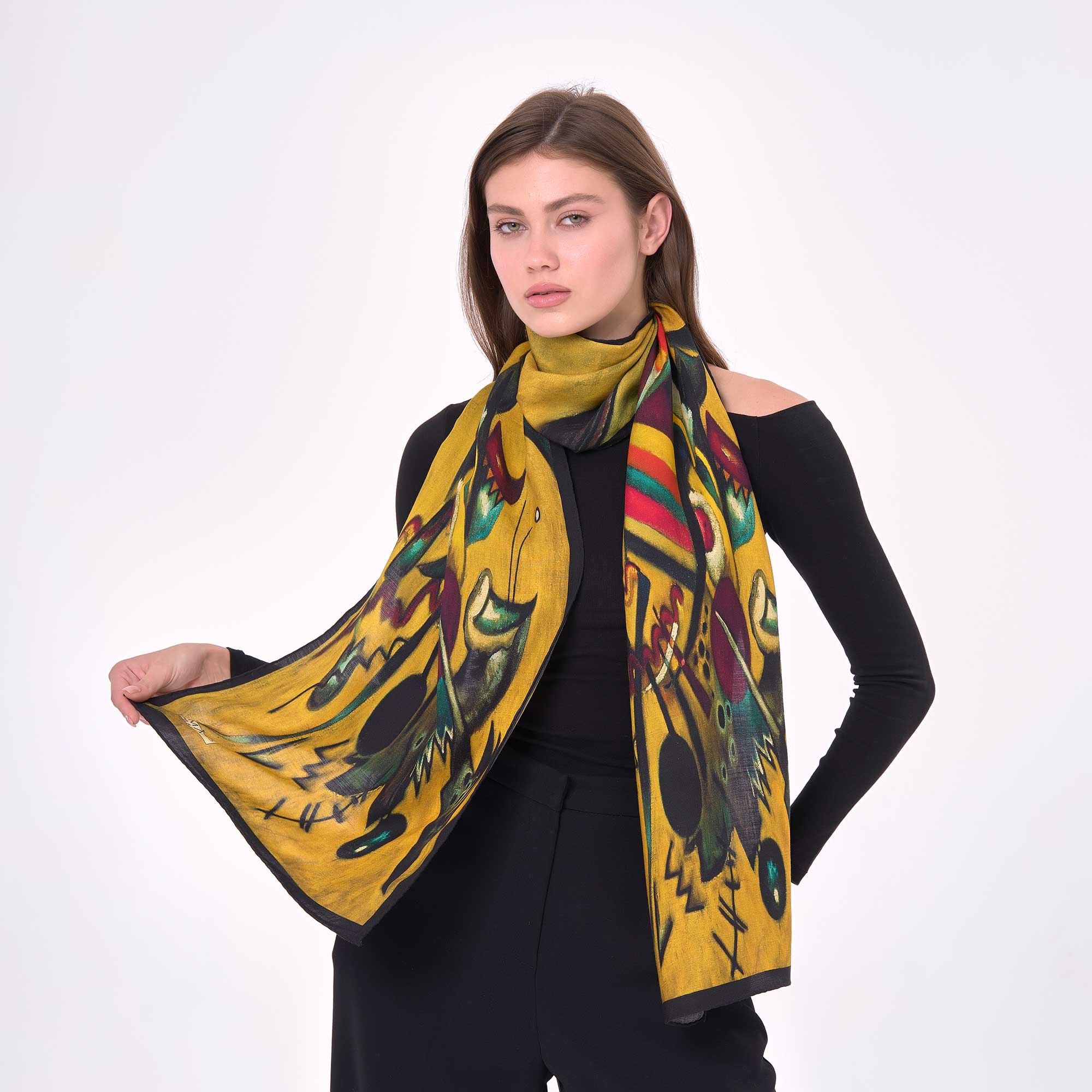 Point And Line Desenli Yün İpek Atkı