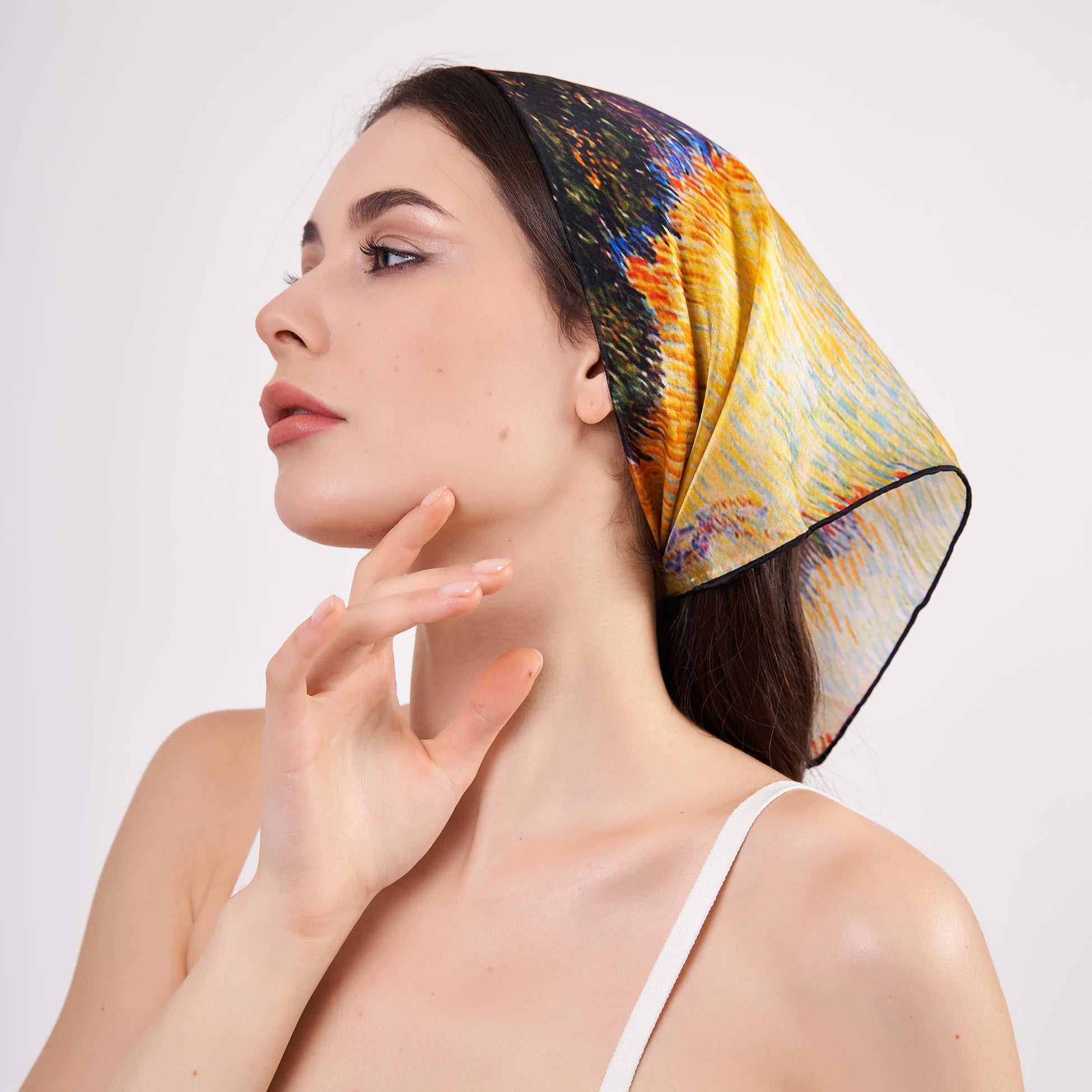 Saf İpek Bandana Fular| Van Gogh Zeytin Ağaçları | Nomads Felt