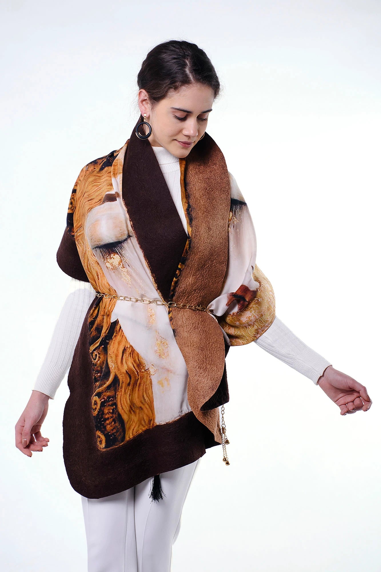 İpek Keçe Şal | Freya's Tears Kahve-Camel | Nomads Felt