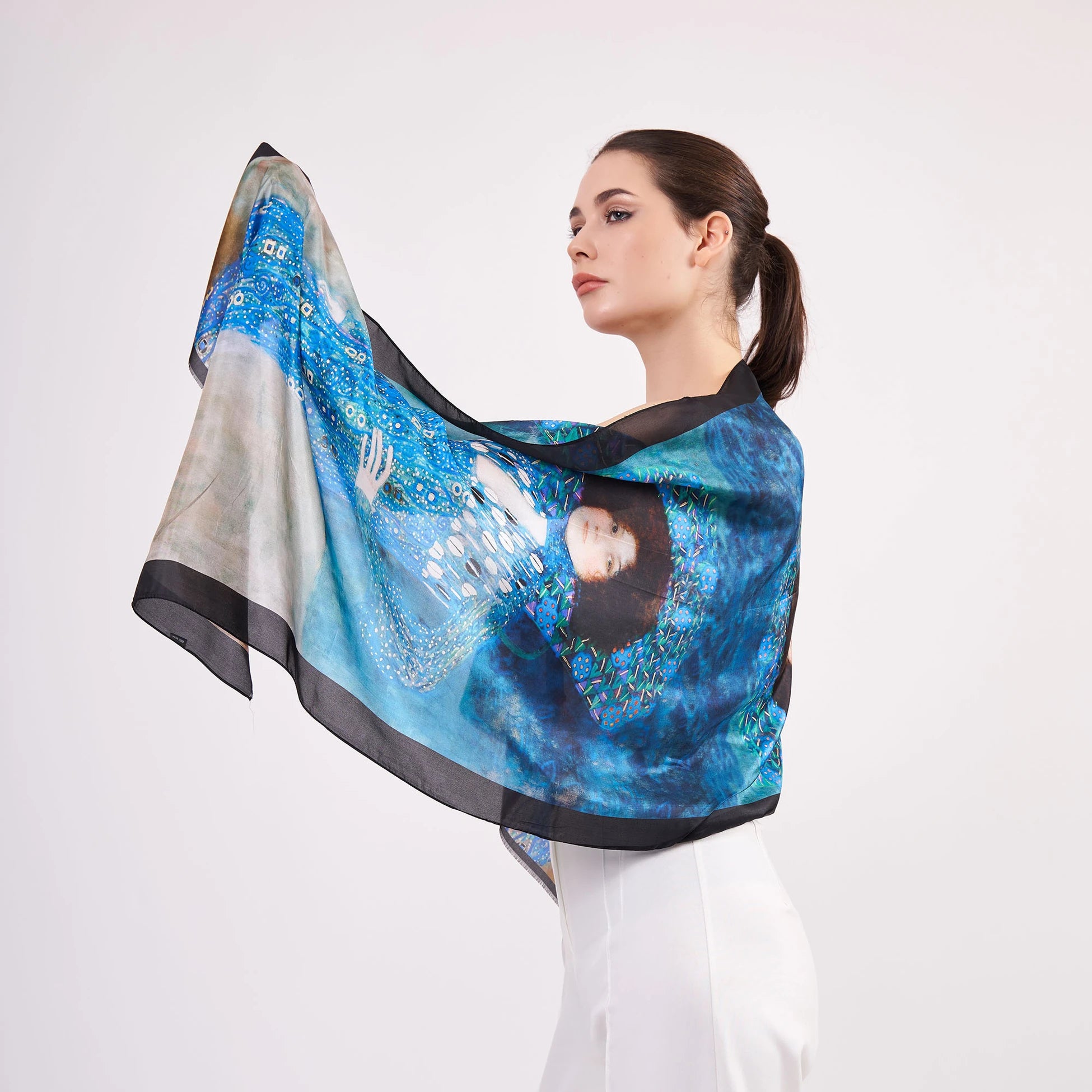 Vual İpek Fular | 55x180 cm | Gustav Klimt Emilie Floge | Nomads Felt