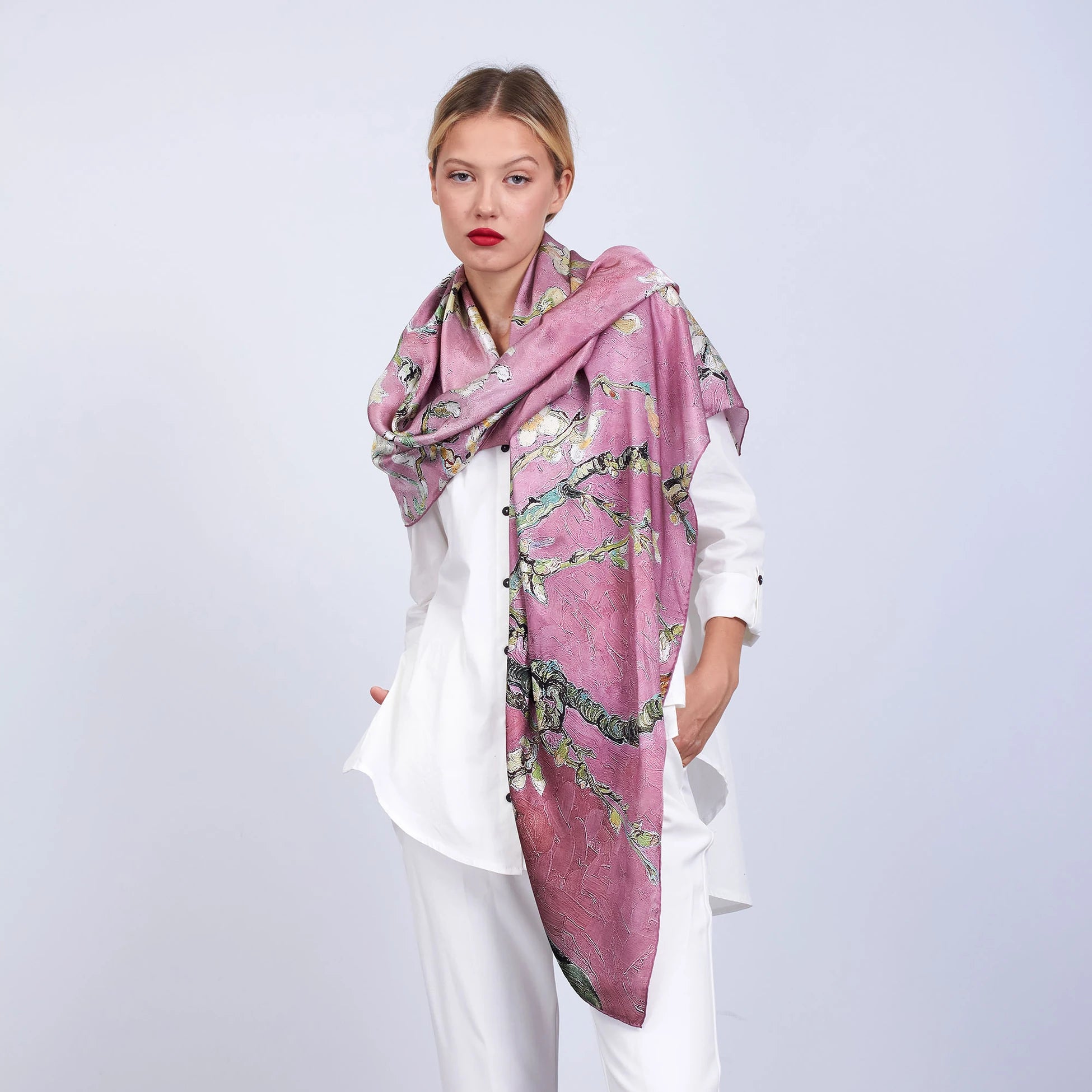 %100 İpek Fular Şal | 140 cm | Gül Kurusu | Nomads Felt