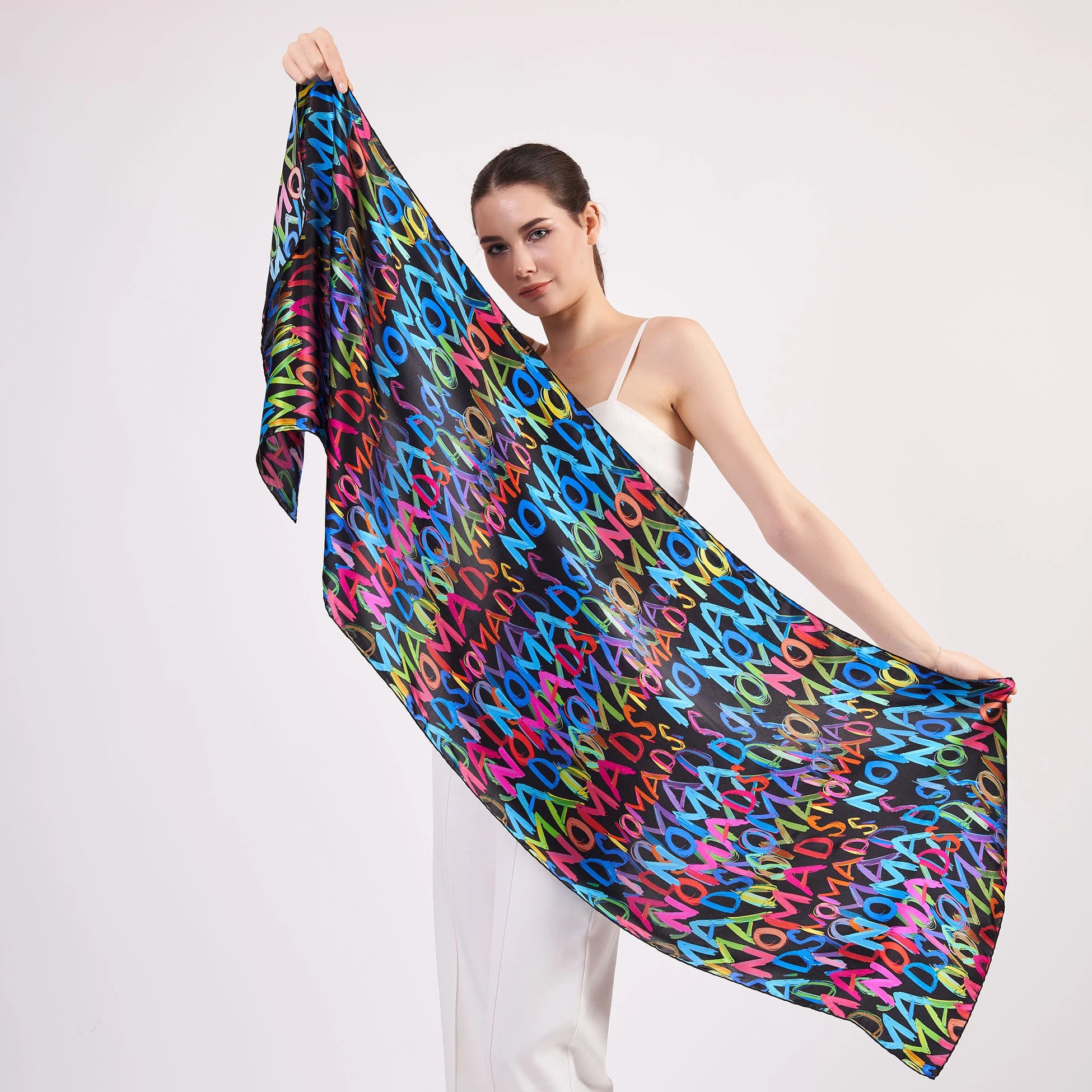 Saf İpek Fular | 55x180 cm | Neon Baskılı | Nomads Felt