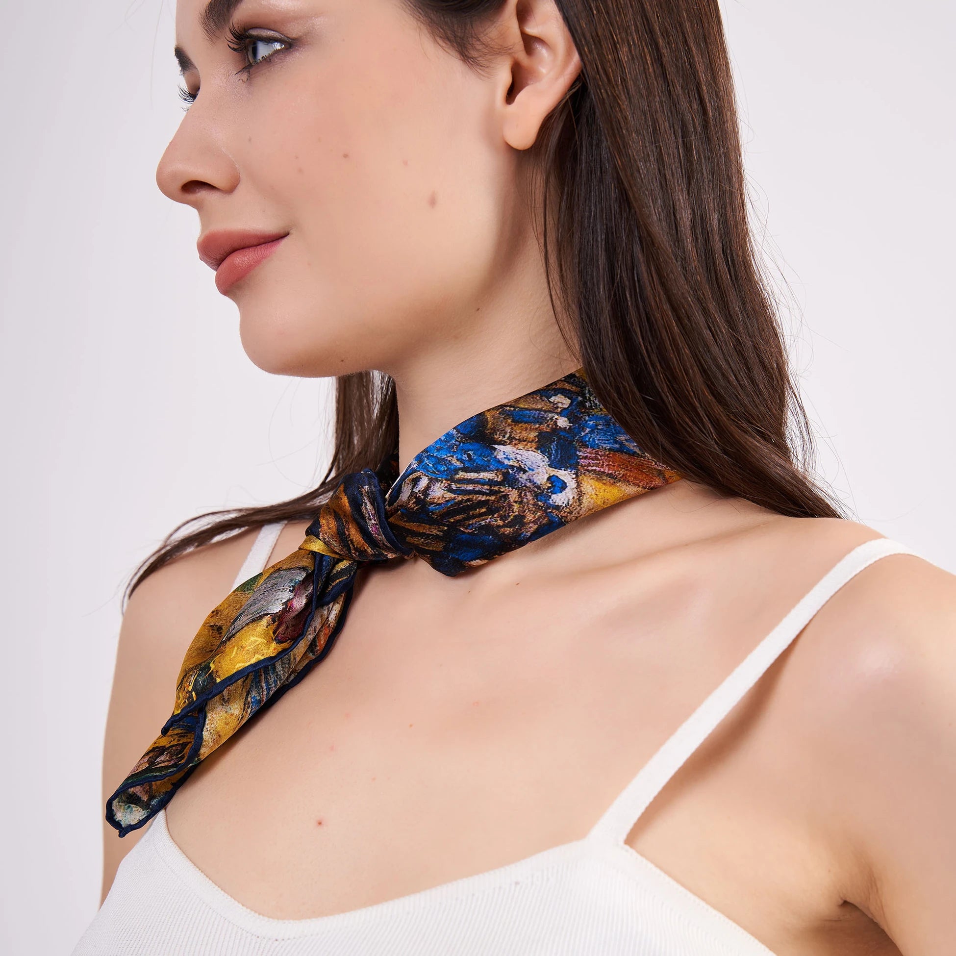 Saf İpek Fular Bandana | Kandinsky Lady with Fan | Nomads Felt