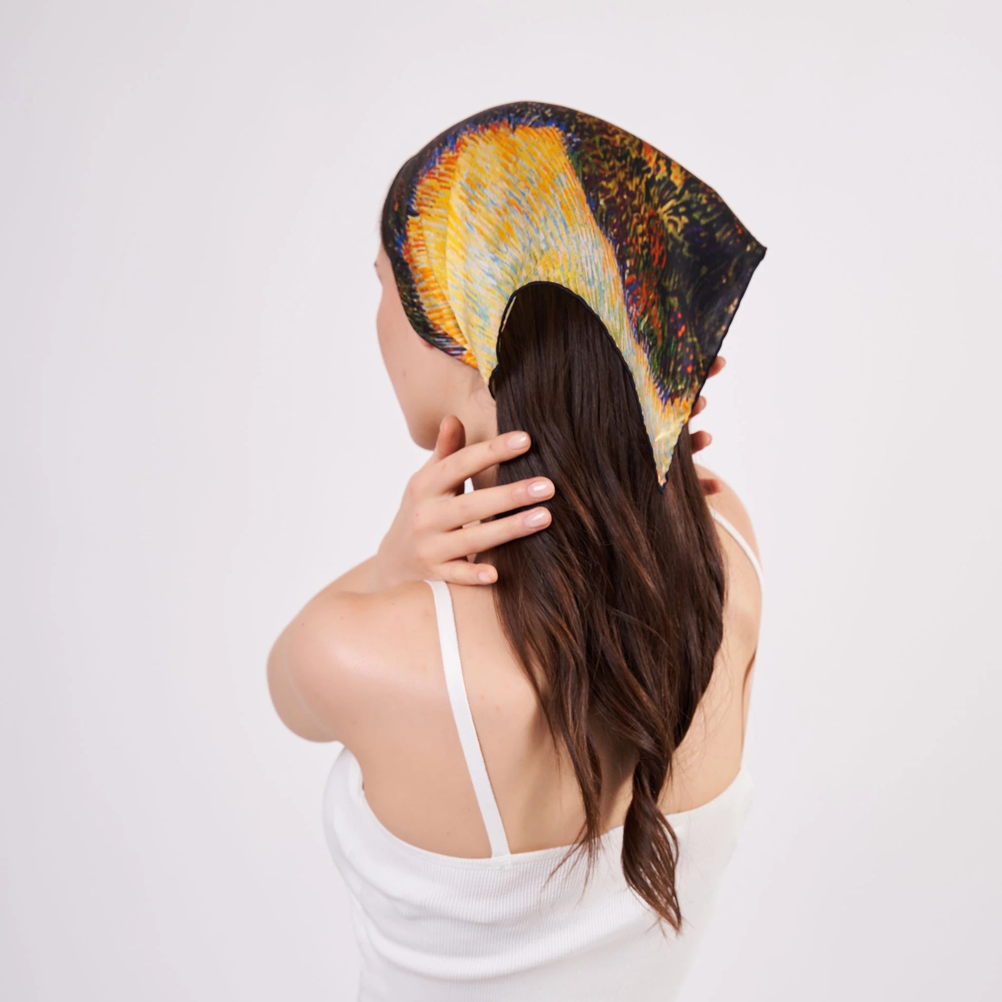 Saf İpek Bandana Fular| Van Gogh Zeytin Ağaçları | Nomads Felt