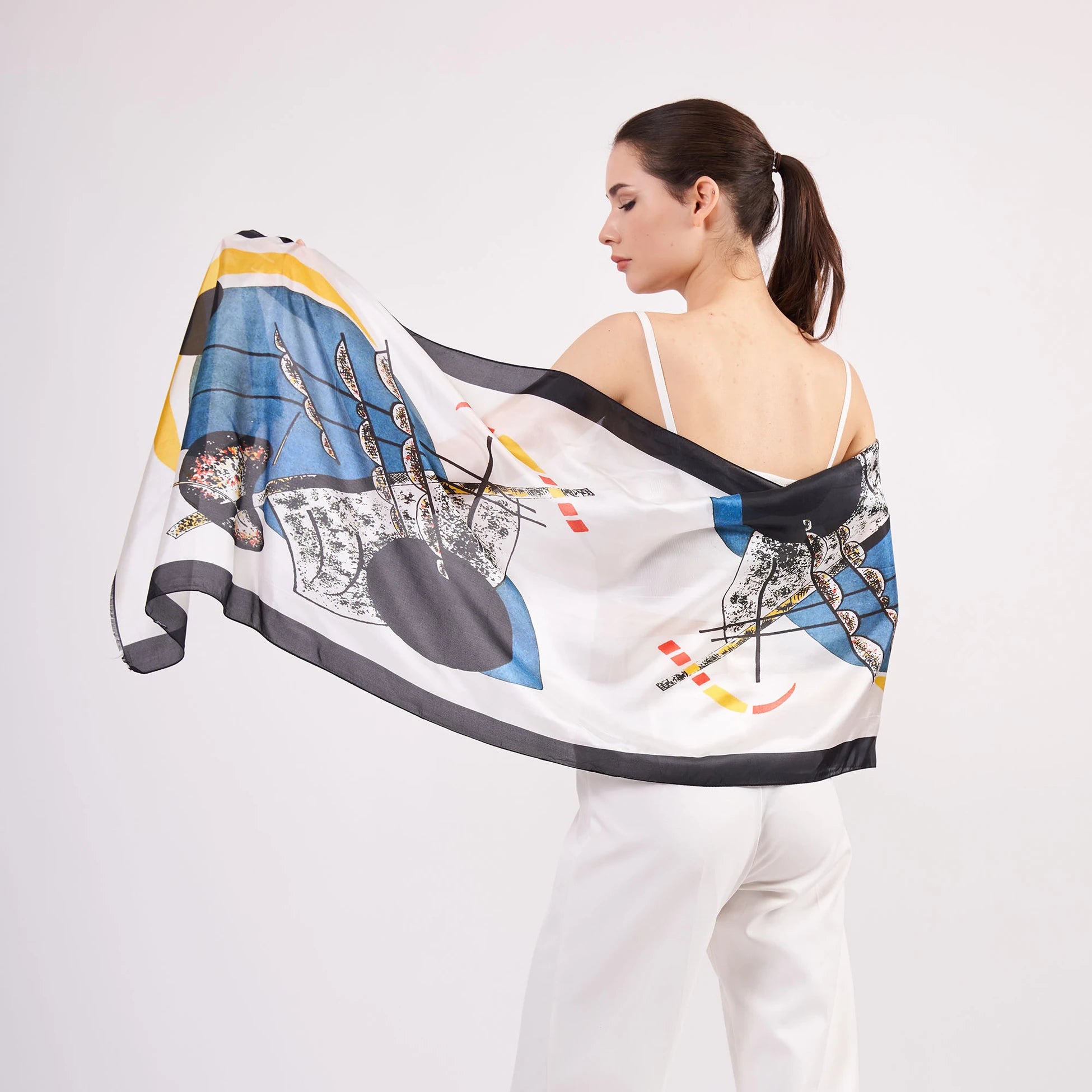 Vual İpek Fular | 55X180 cm | Kandinsky Little Worlds | Nomads Felt