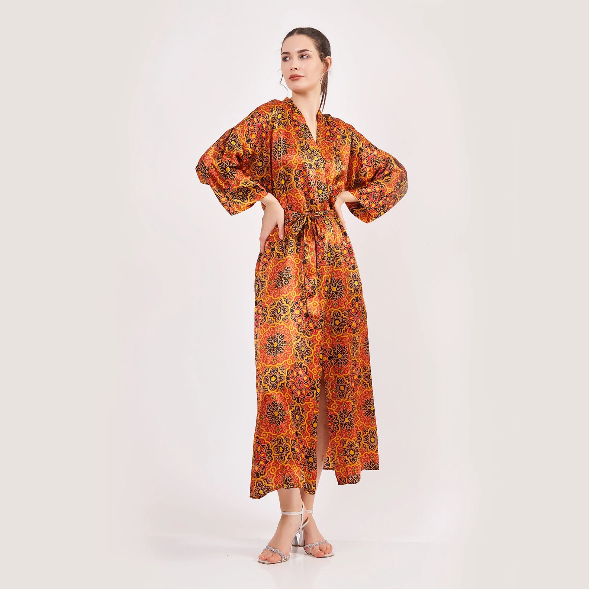 %100 İpek Uzun Kimono Kaftan | Elhamra 14 | Nomads Felt