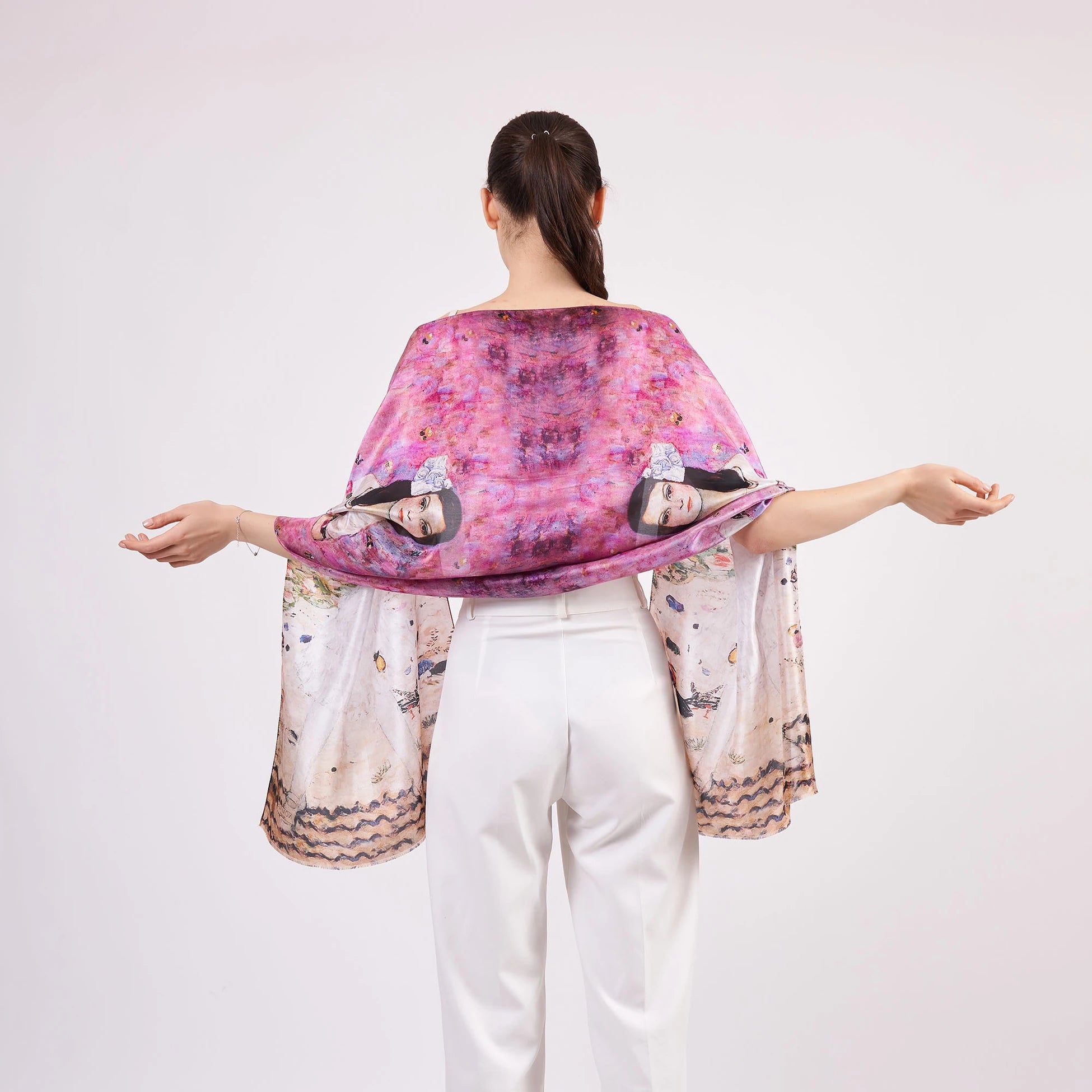 Vual İpek Fular | 55x180 cm | Gustav Klimt Mada Primavesi | Nomads Felt