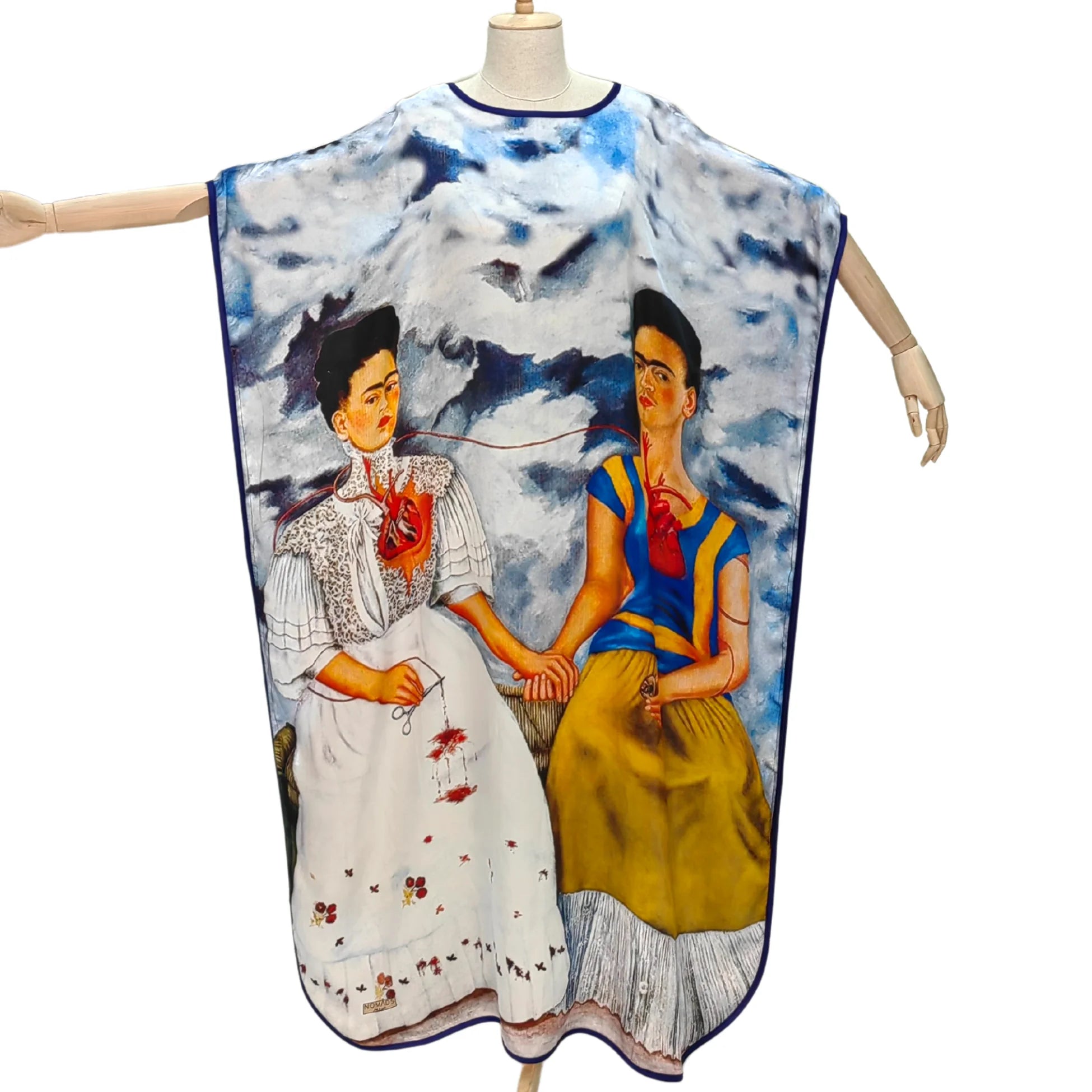 Renkli Frida Kahlo İpek Elbise