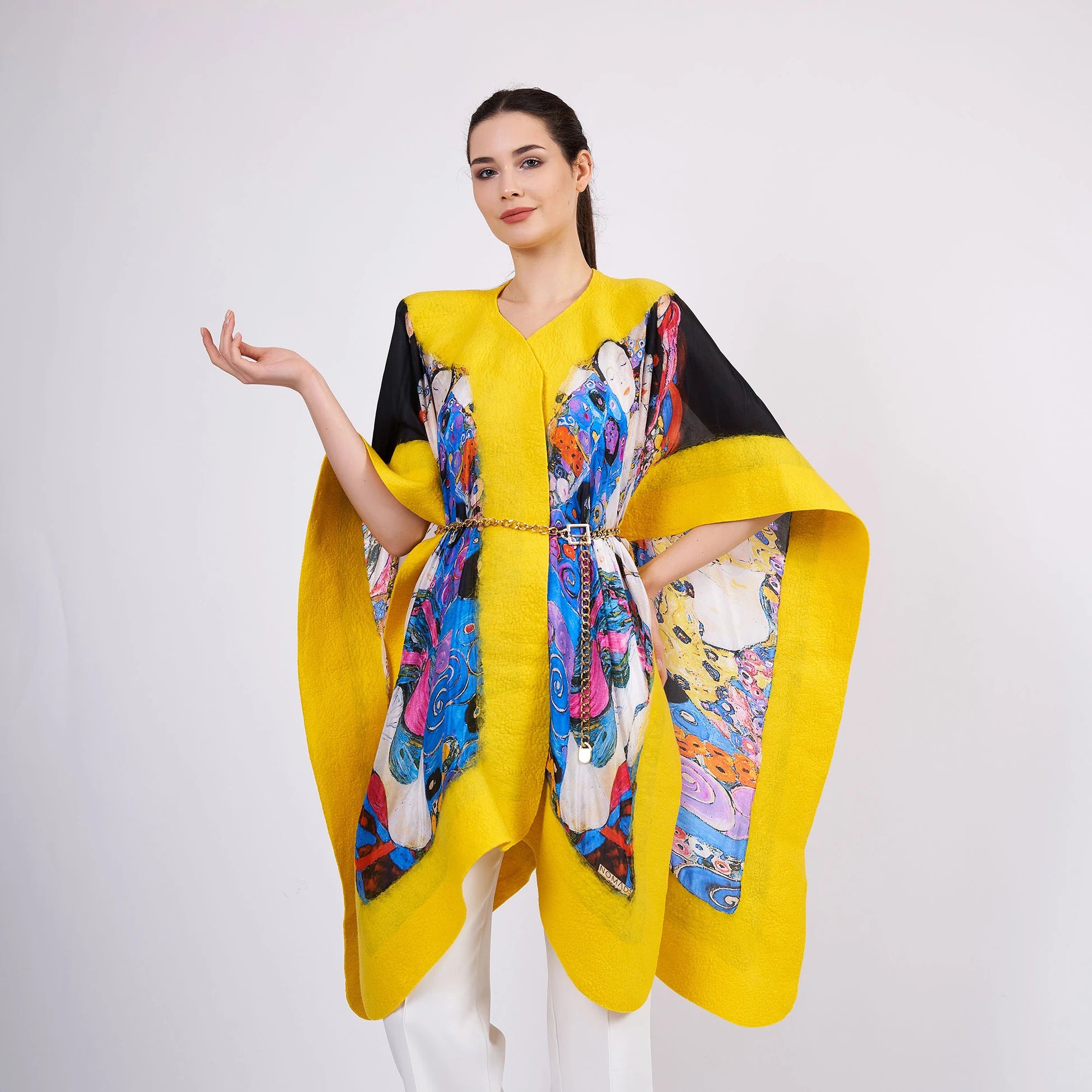 İpek Keçe Panço | Sarı | Gustav Klimt The Virgins | Nomads Felt