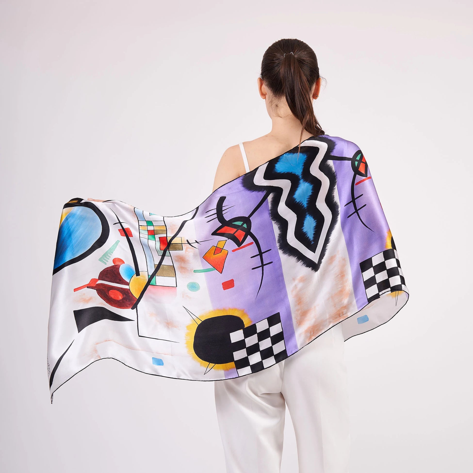 Saf İpek Fular | 55x180 cm | Kandinsky Collective | Nomads Felt