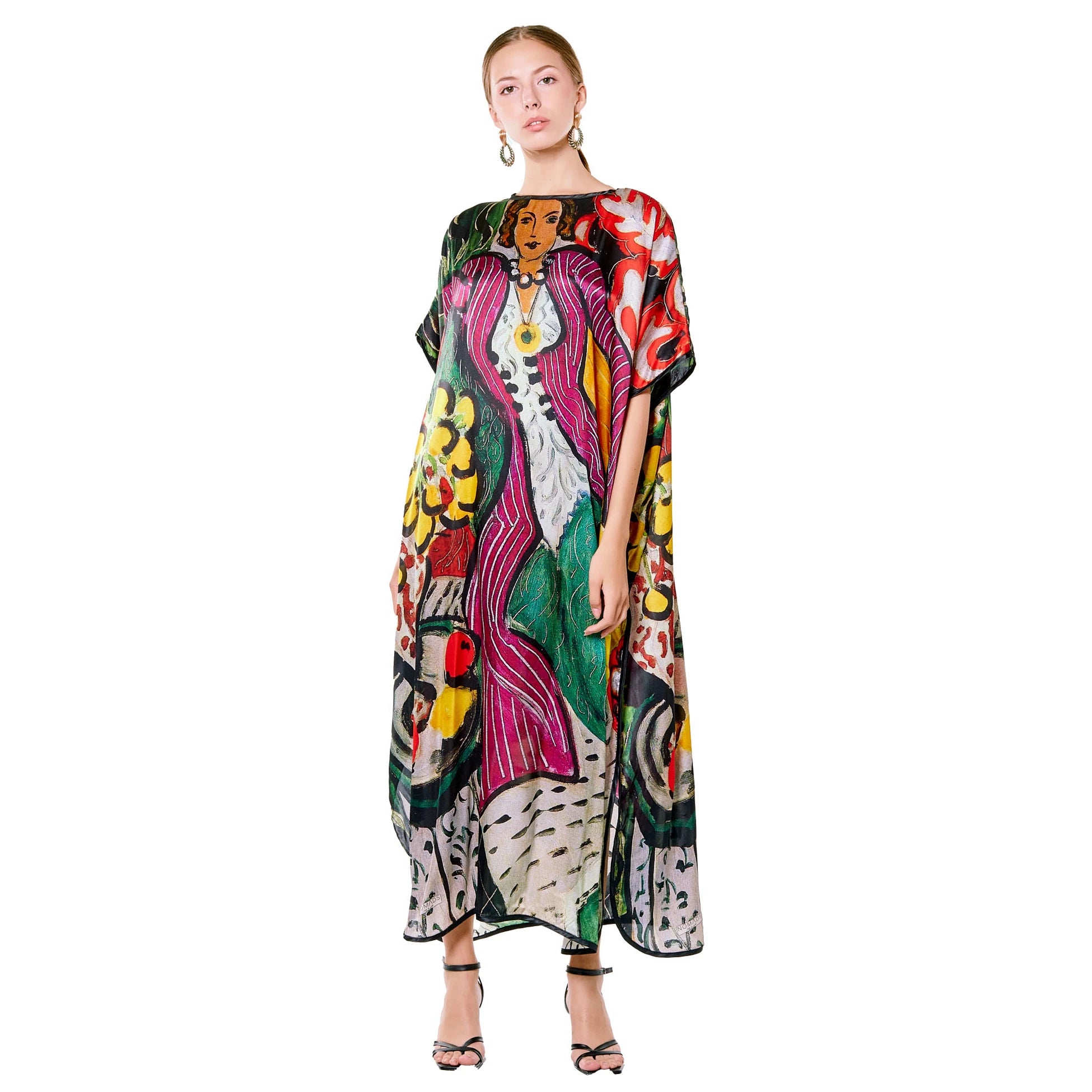 Henri Matisse Purple and Dress Desenli İpek Elbise