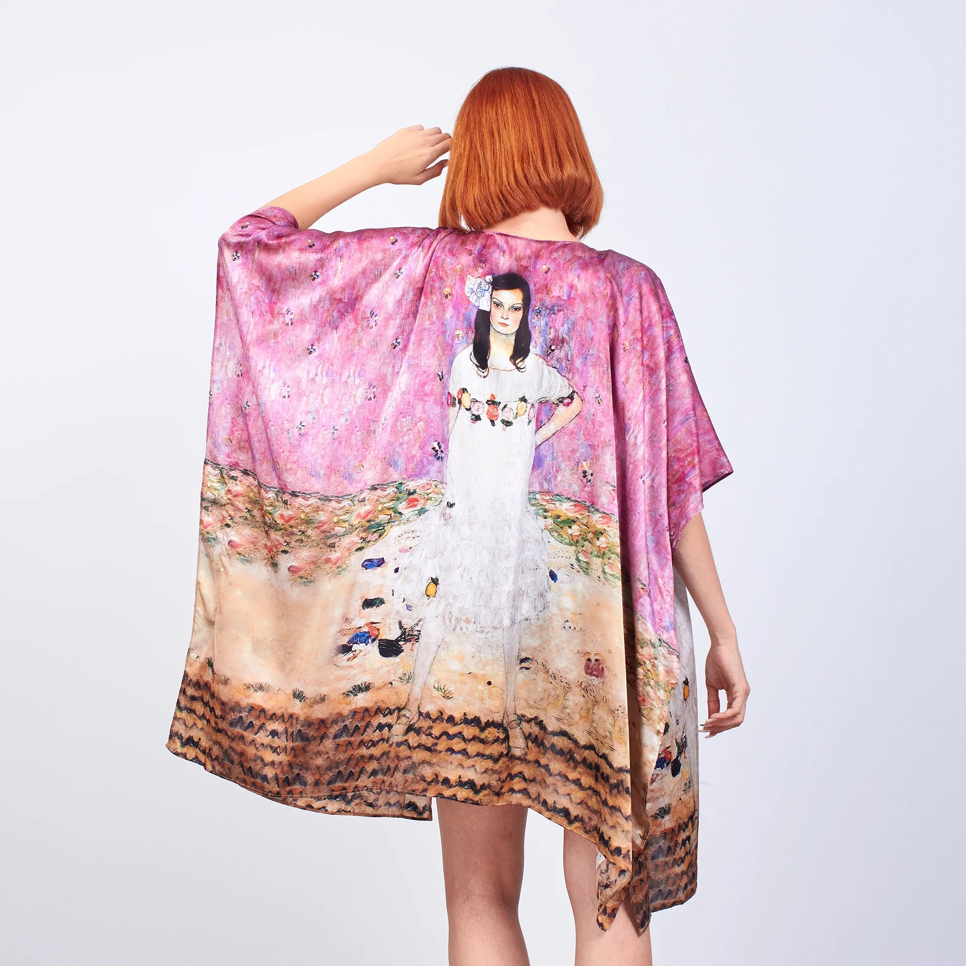 %100 İpek Kısa Kimono Pareo | Gustav Klimt Mada Primavesi | Nomads Felt
