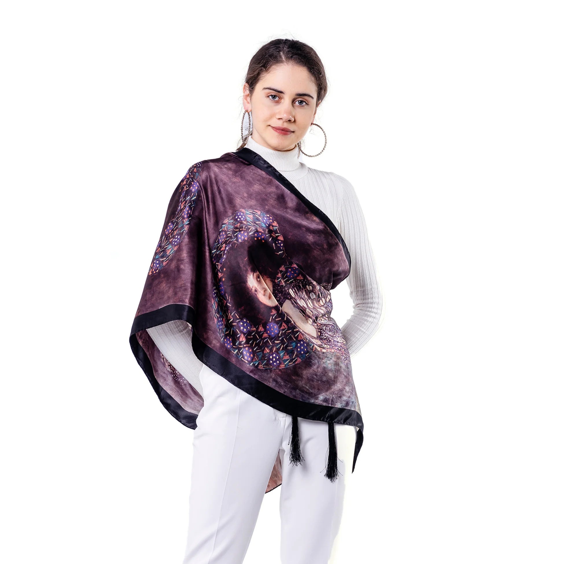 %100 İpek Fular | 55x180cm | Gustav Klimt Emilie Floge | Nomads Felt