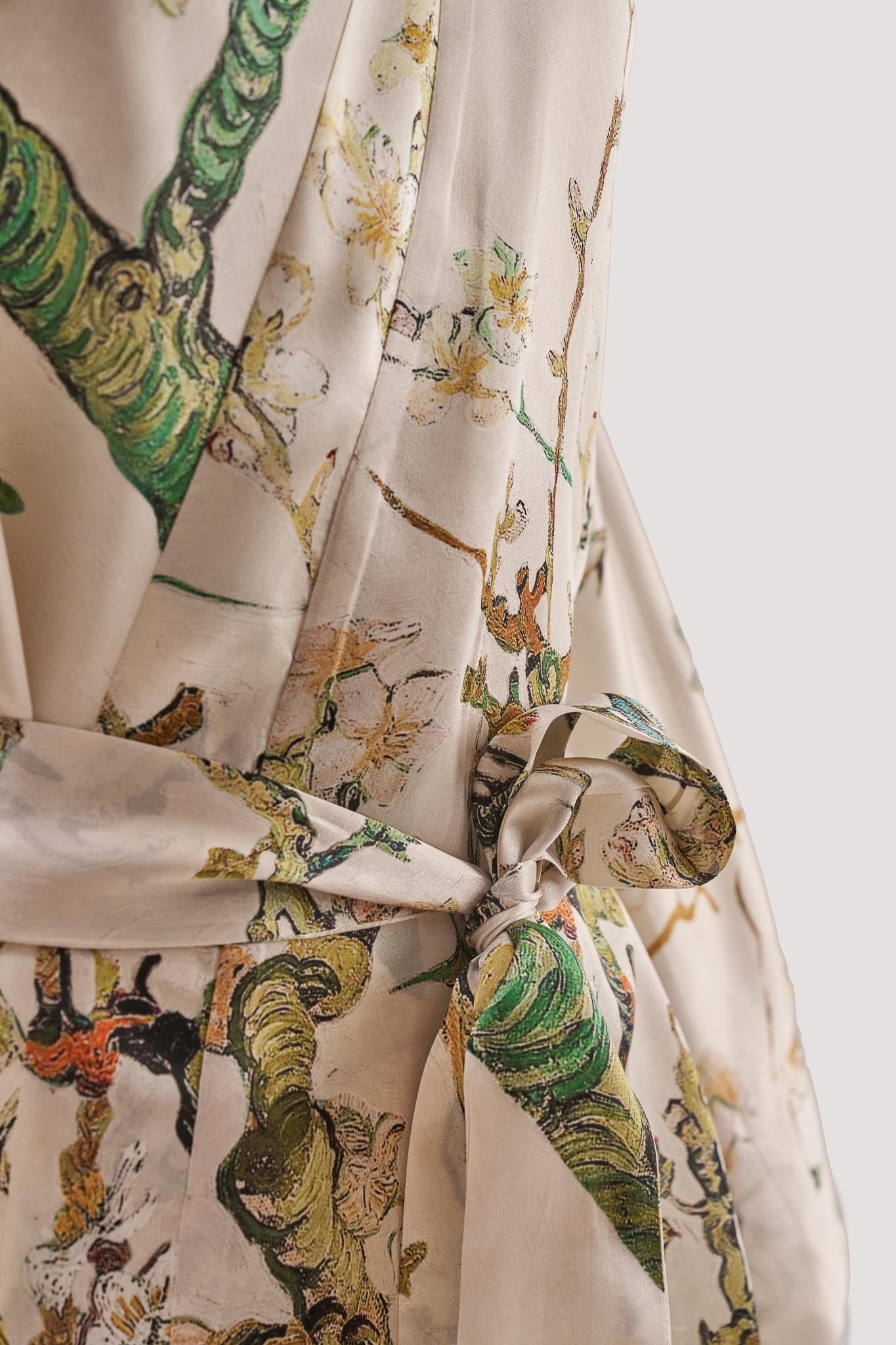 Van Gogh Badem Ağacı Desenli Ekru Kimono