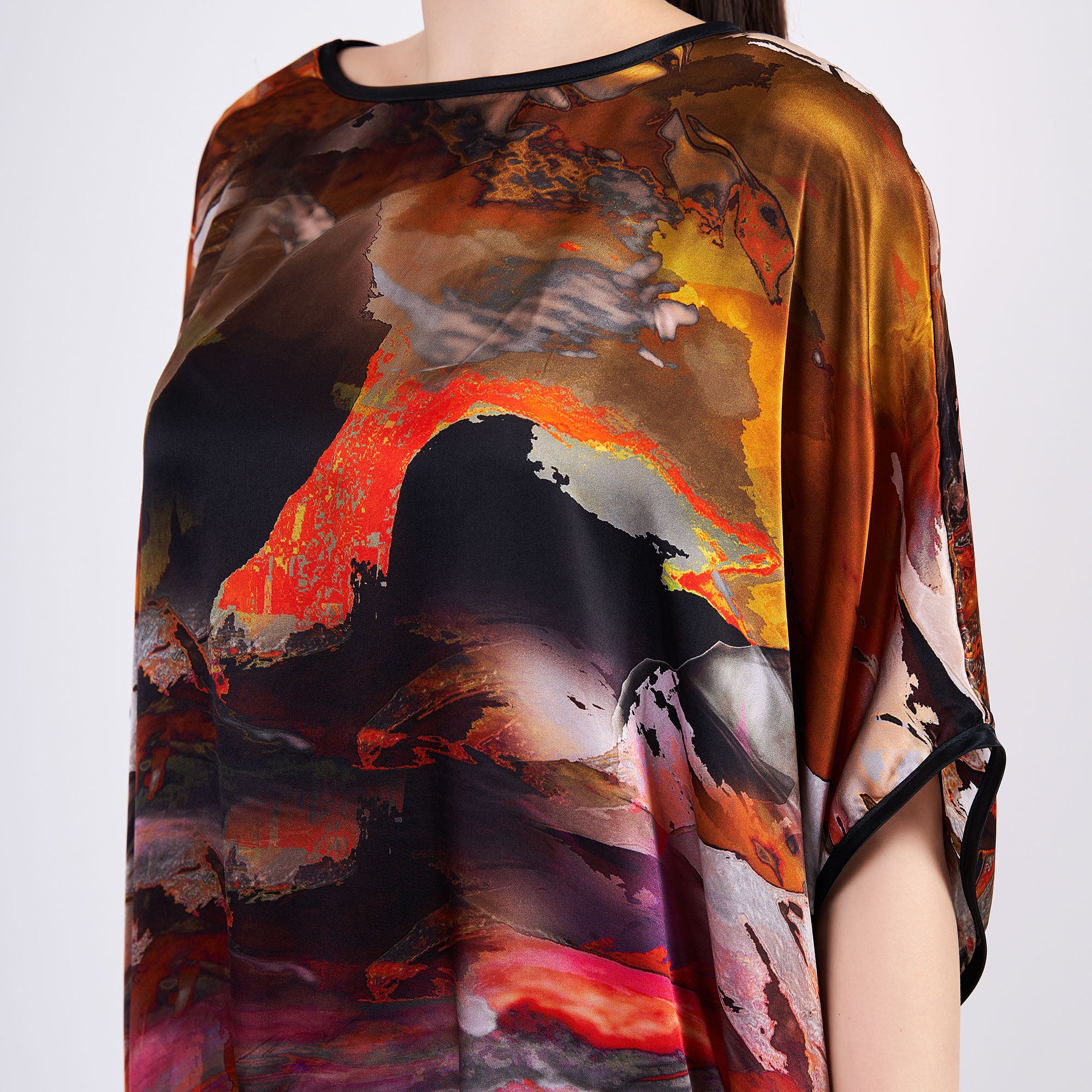 %100 İpek Elbise Abstract Desen 1 | Nomads Felt