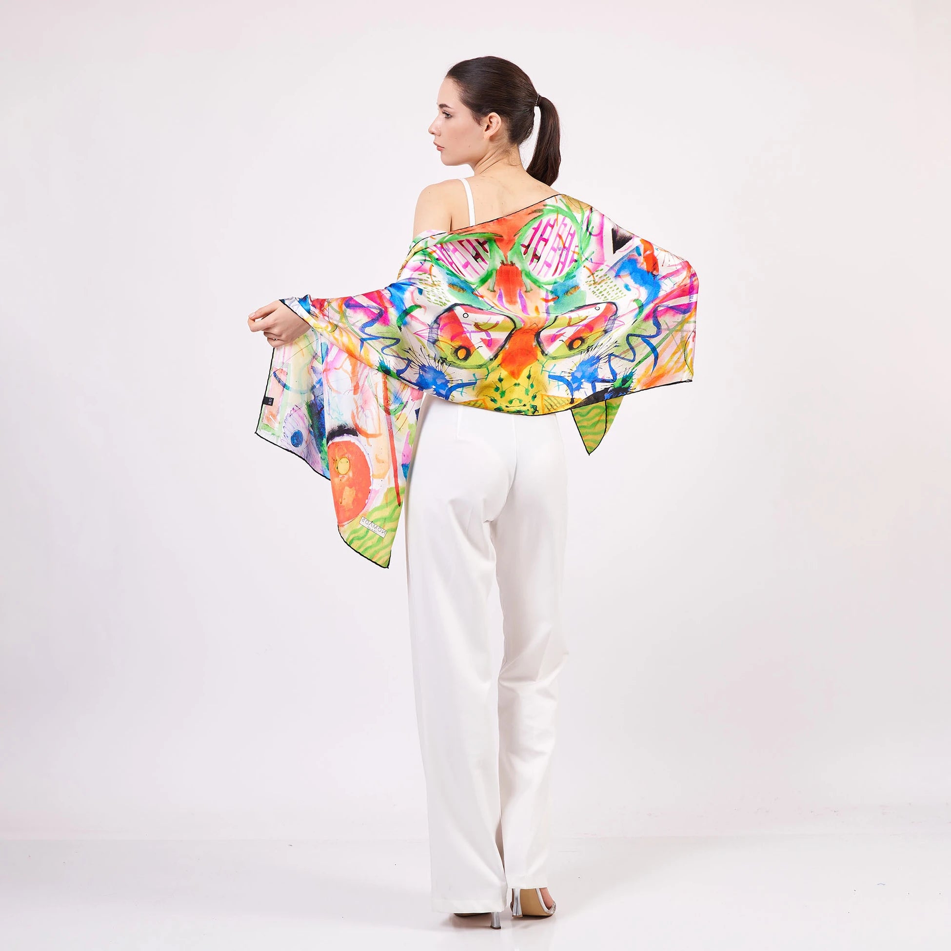 Saf İpek Fular | 55x180 cm | Kandinsky Watercolor | Nomads Felt
