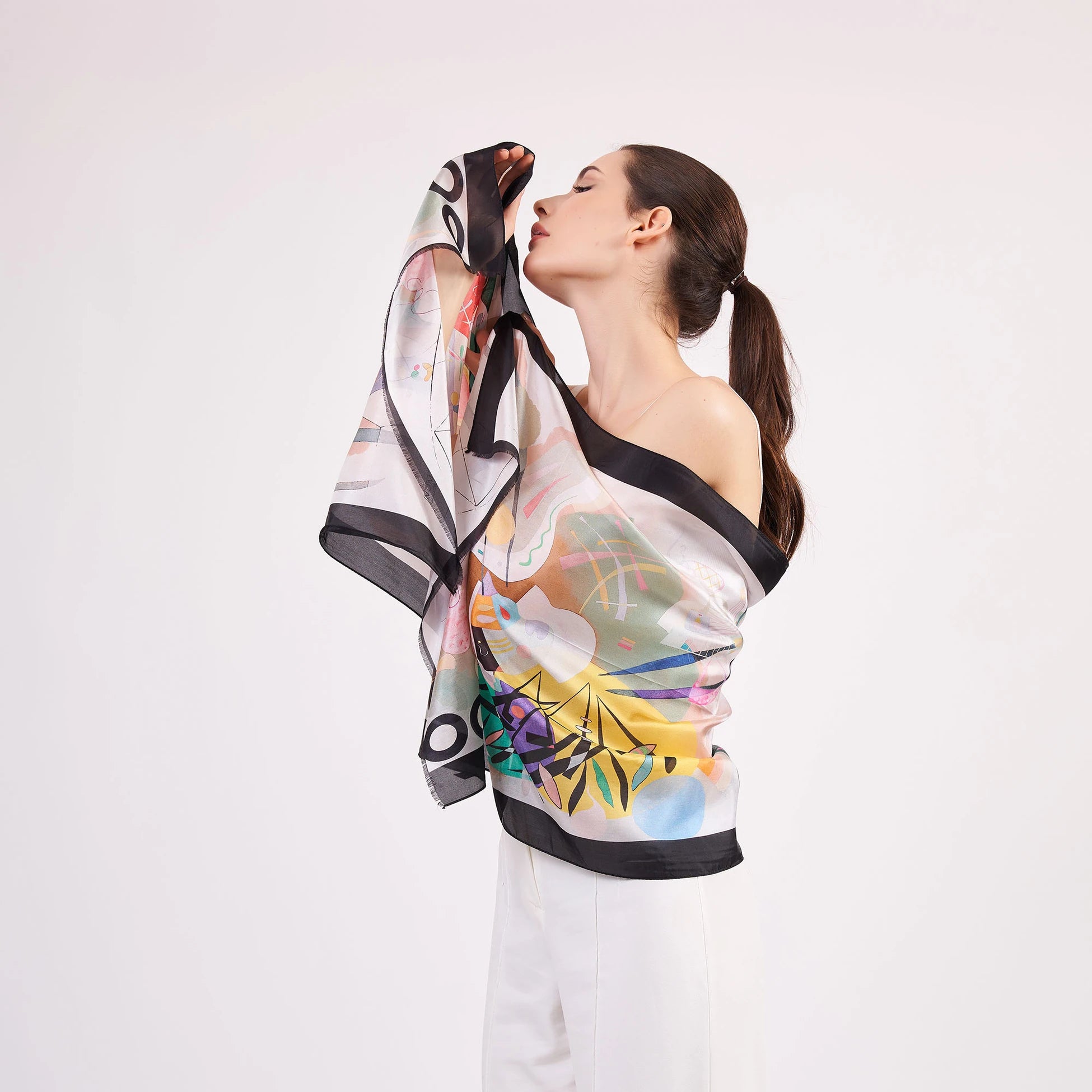 Vual İpek Fular | 55x180 cm | Kandinsky Dominant Curve | Nomads Felt