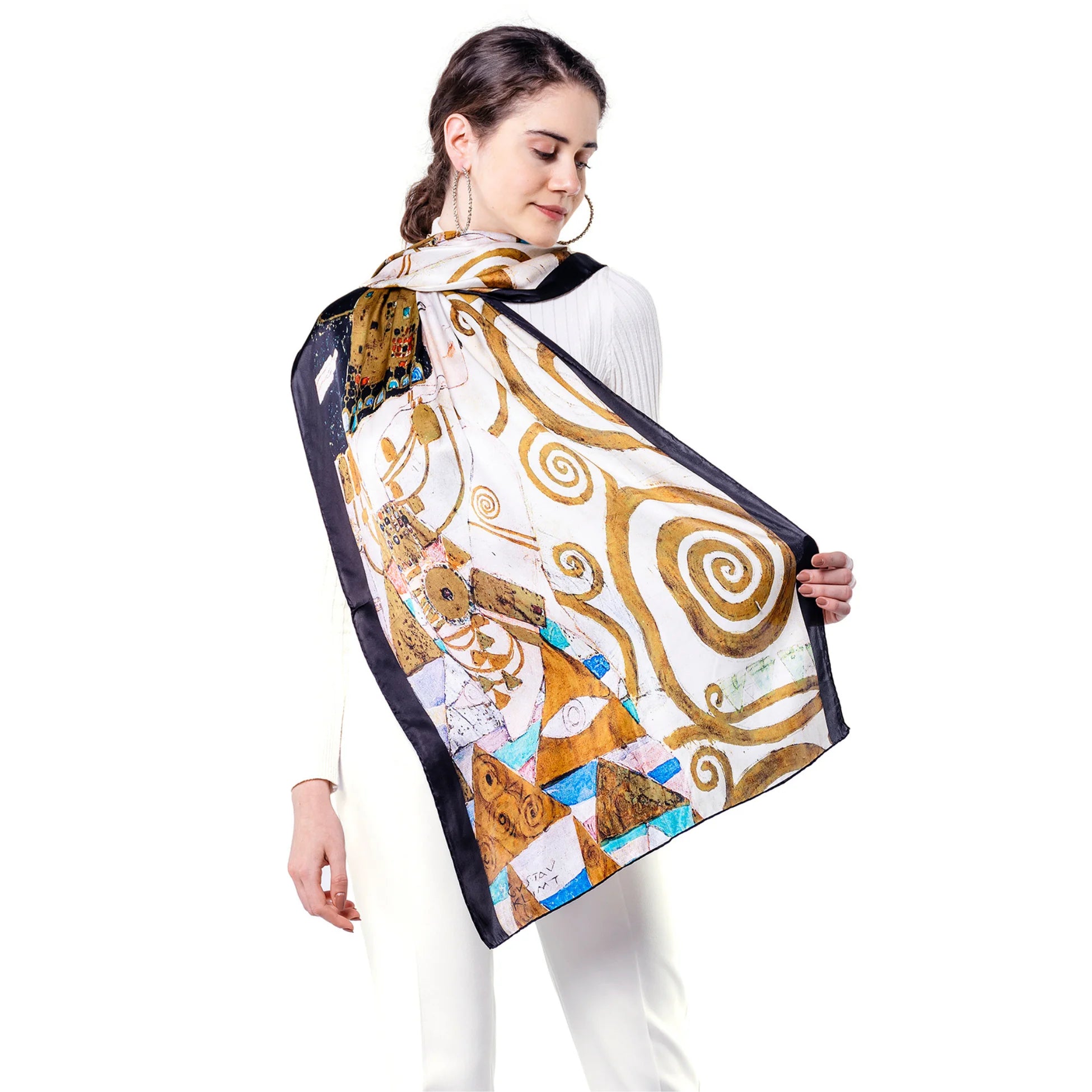 %100 İpek Fular | 55x180cm | Gustav Klimt Expectation | Nomads Felt