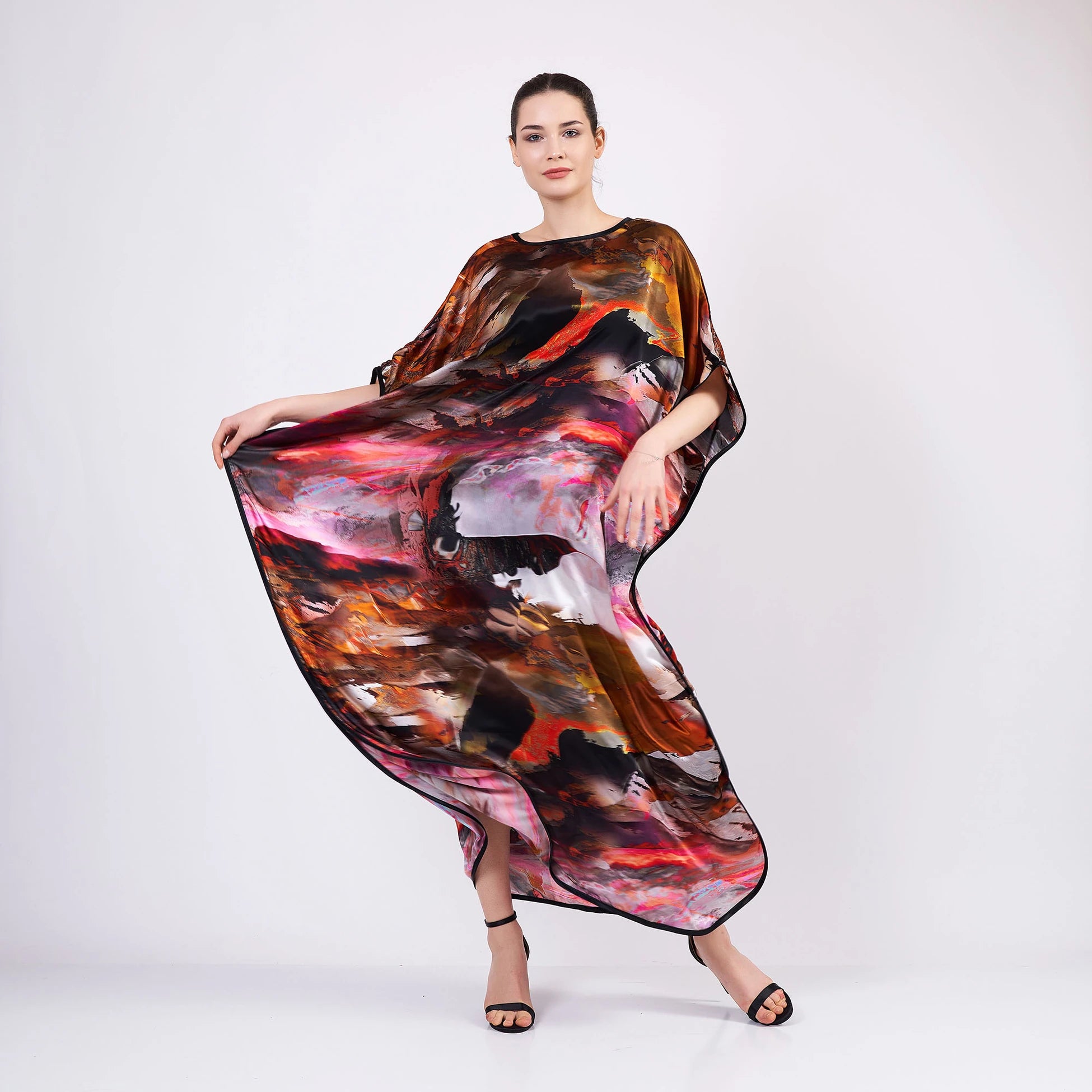 %100 İpek Elbise Abstract Desen 1 | Nomads Felt