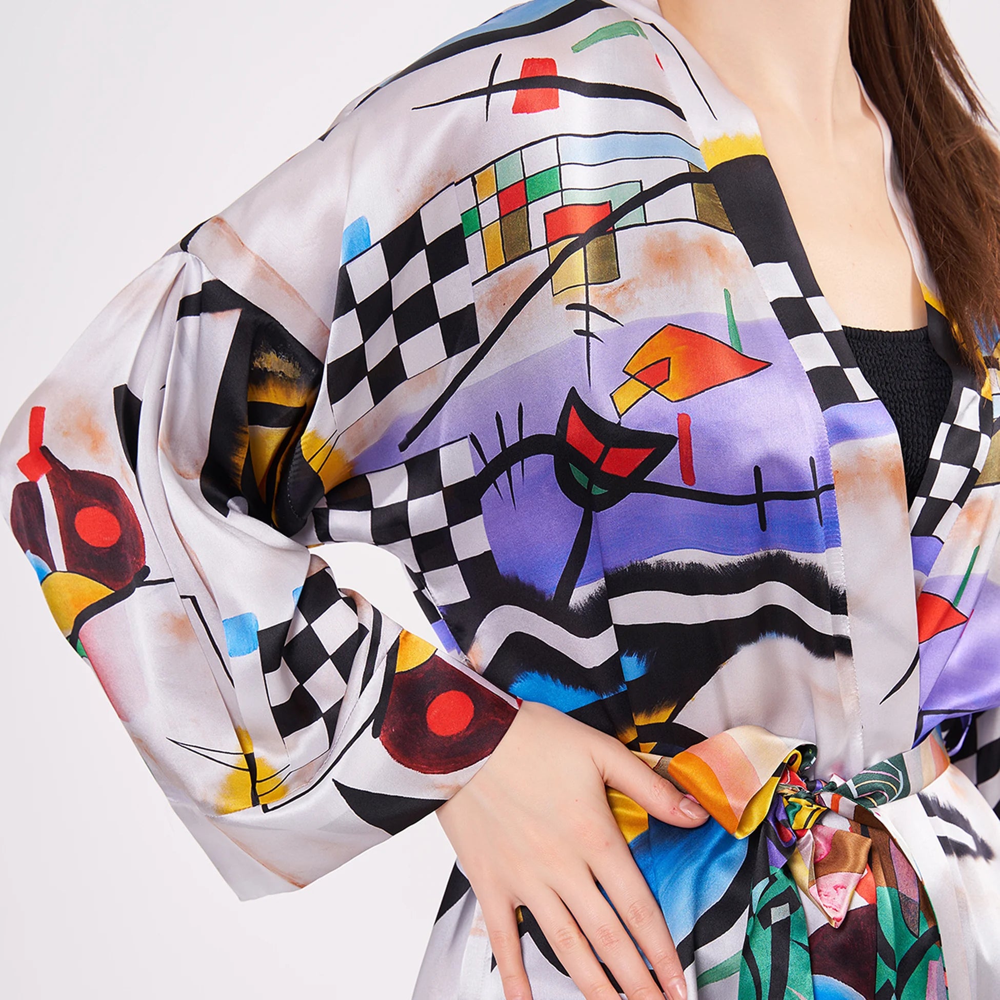 Saf İpek Kısa Kimono Kaftan | Kandinsky Collective | Nomads Felt