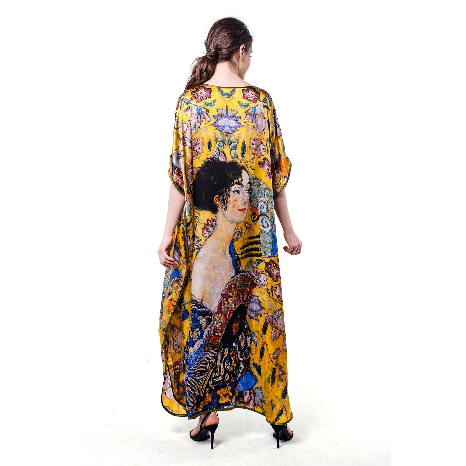 Gustav Klimt Lady with Fan İpek Elbise
