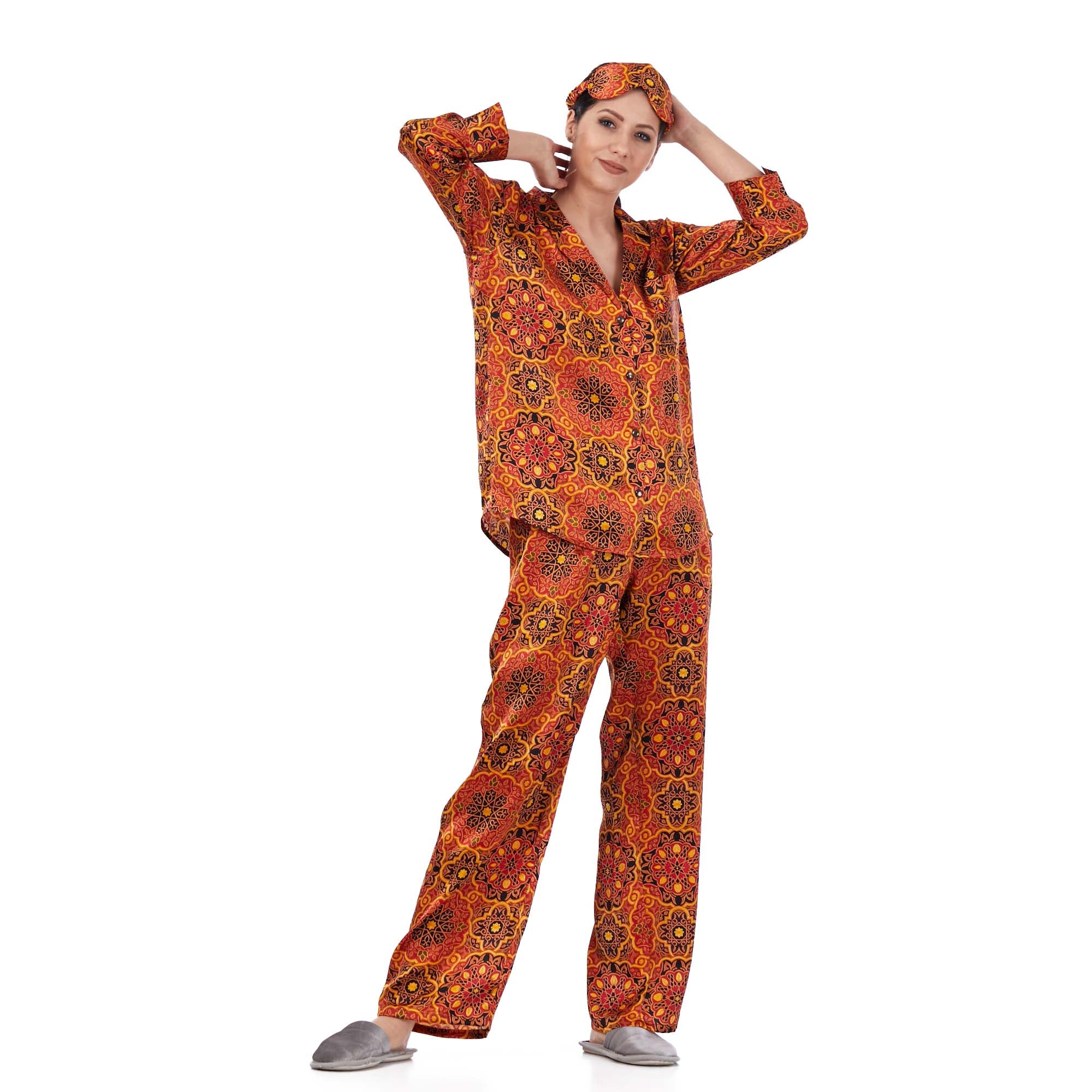İpek Gömlek Pantolon-Pijama Takımı | Elhamra 14 | Nomads Felt