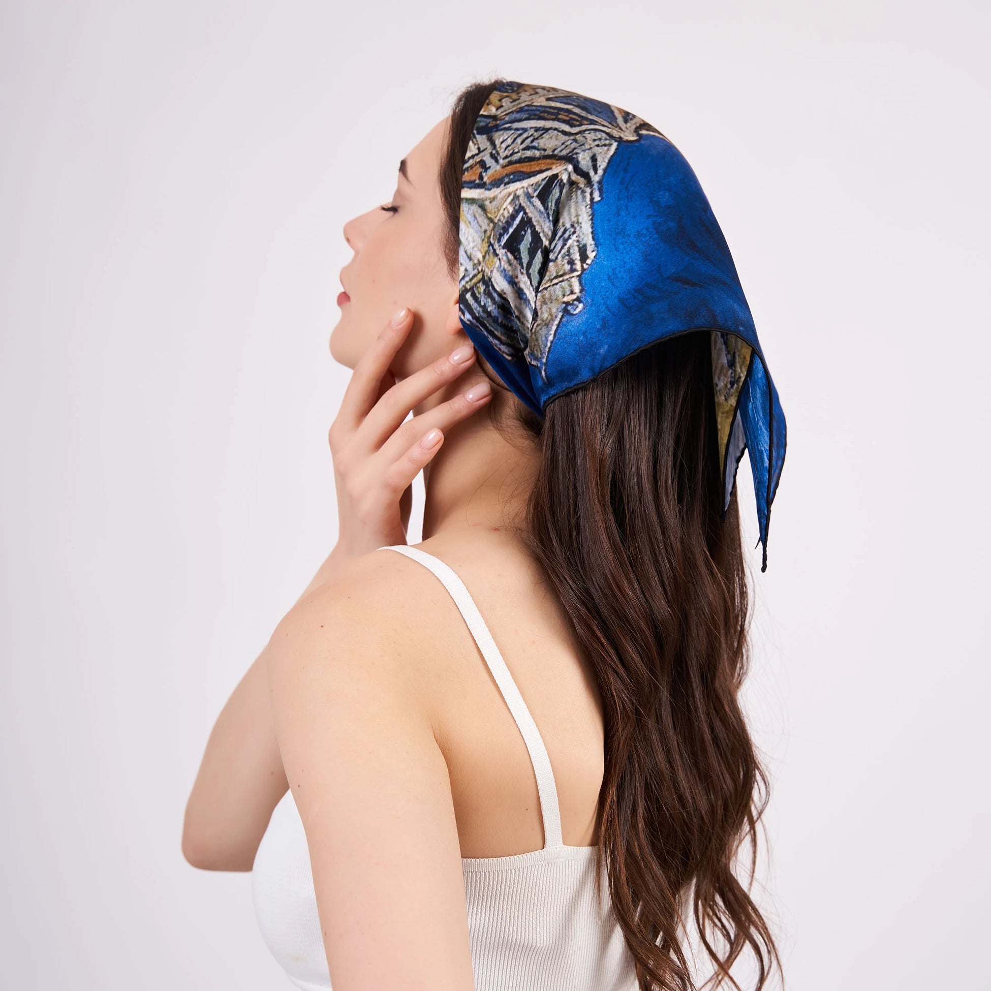 Saf İpek Fular Bandana | Van Gogh Church at Auvers | Nomads Felt