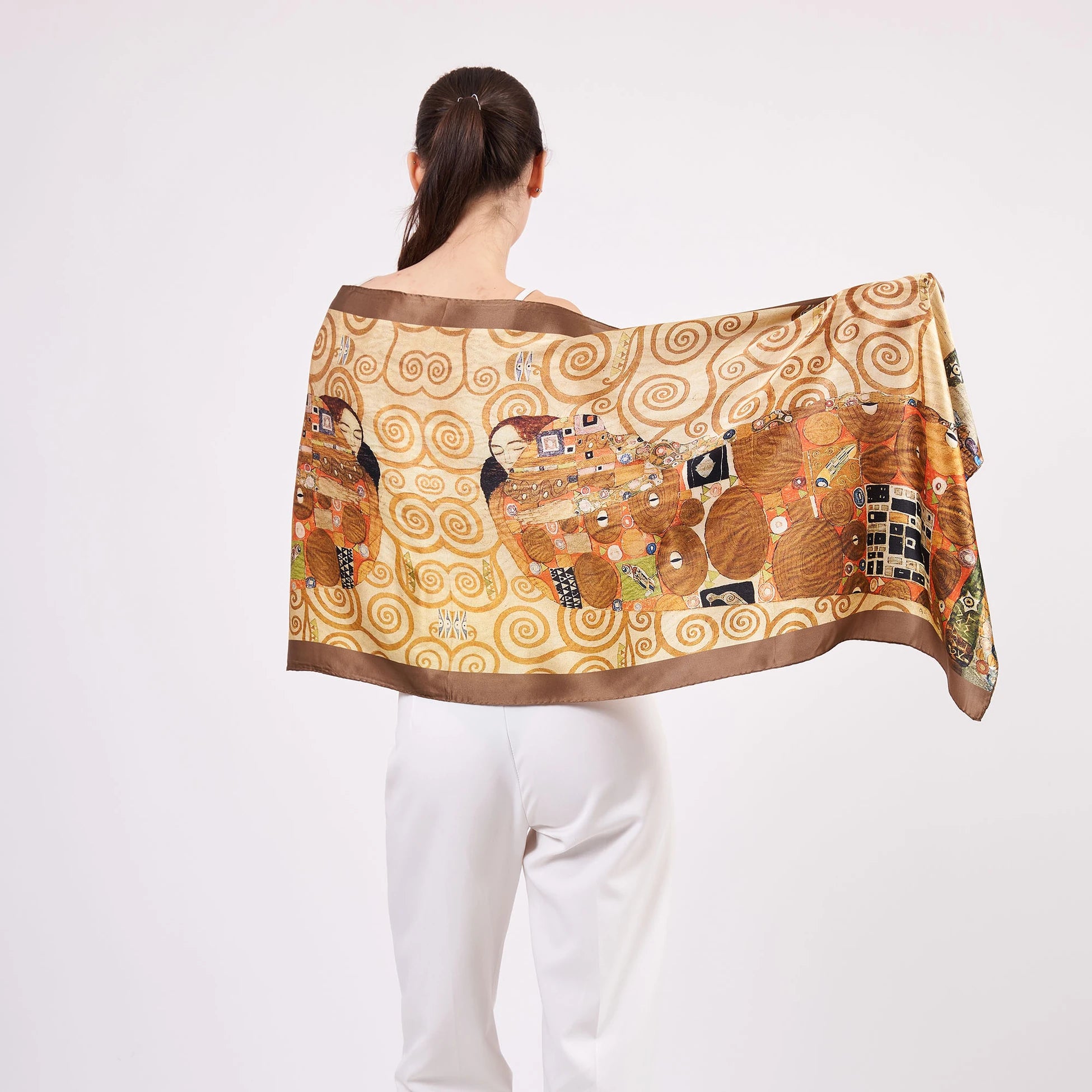 Saf İpek Fular | 55x180 cm | Gustav Klimt Tree of Life | Nomads Felt