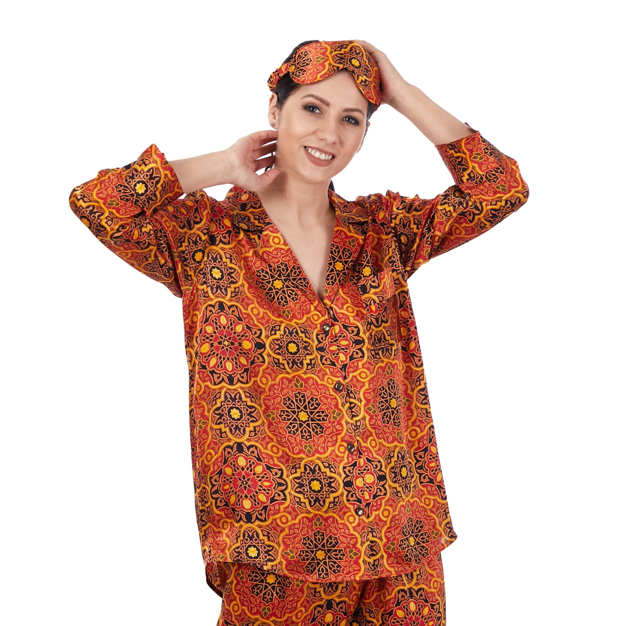 İpek Gömlek Pantolon-Pijama Takımı | Elhamra 14 | Nomads Felt