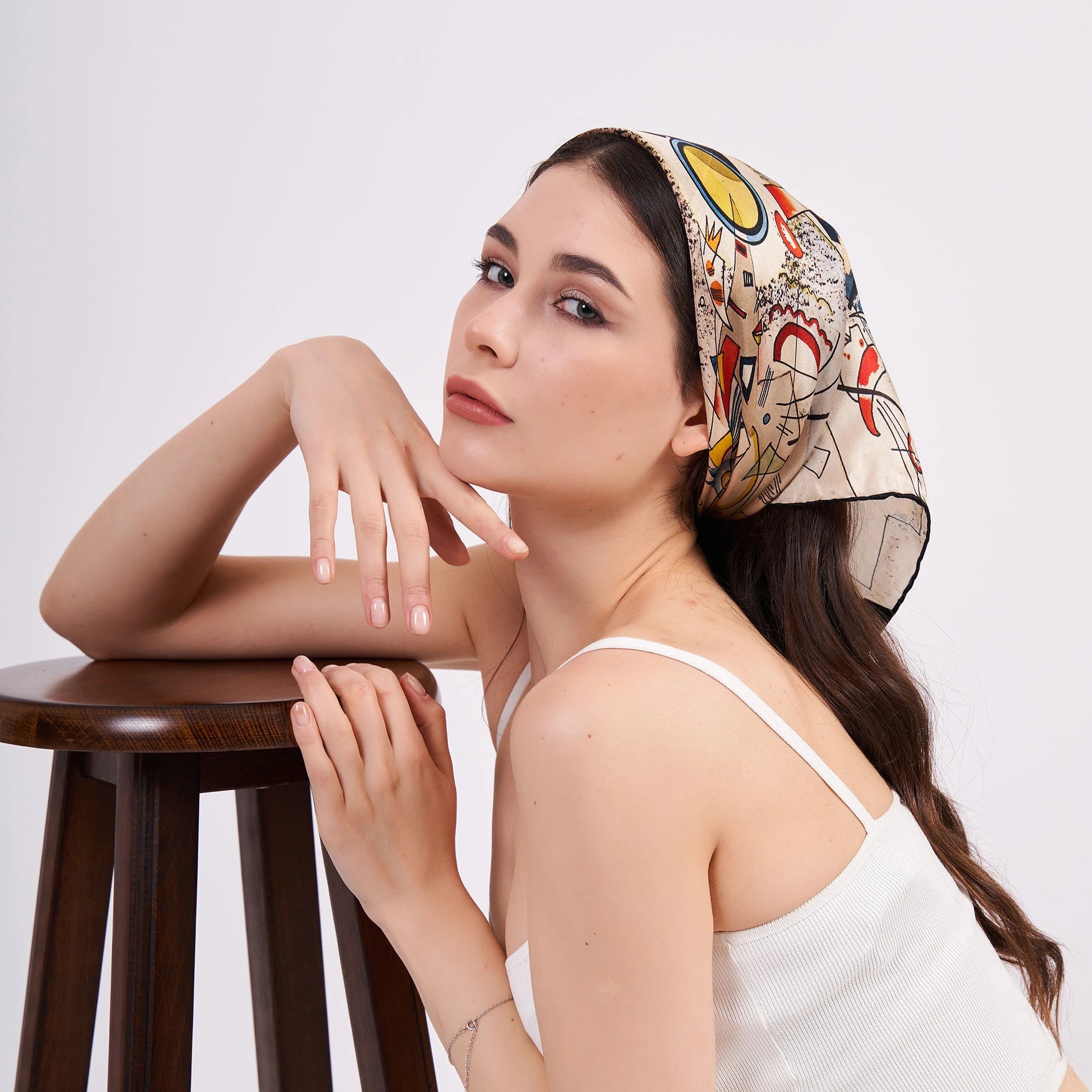Saf İpek Fular Bandana | Kandinsky Bustling Aquarelle | Nomads Felt