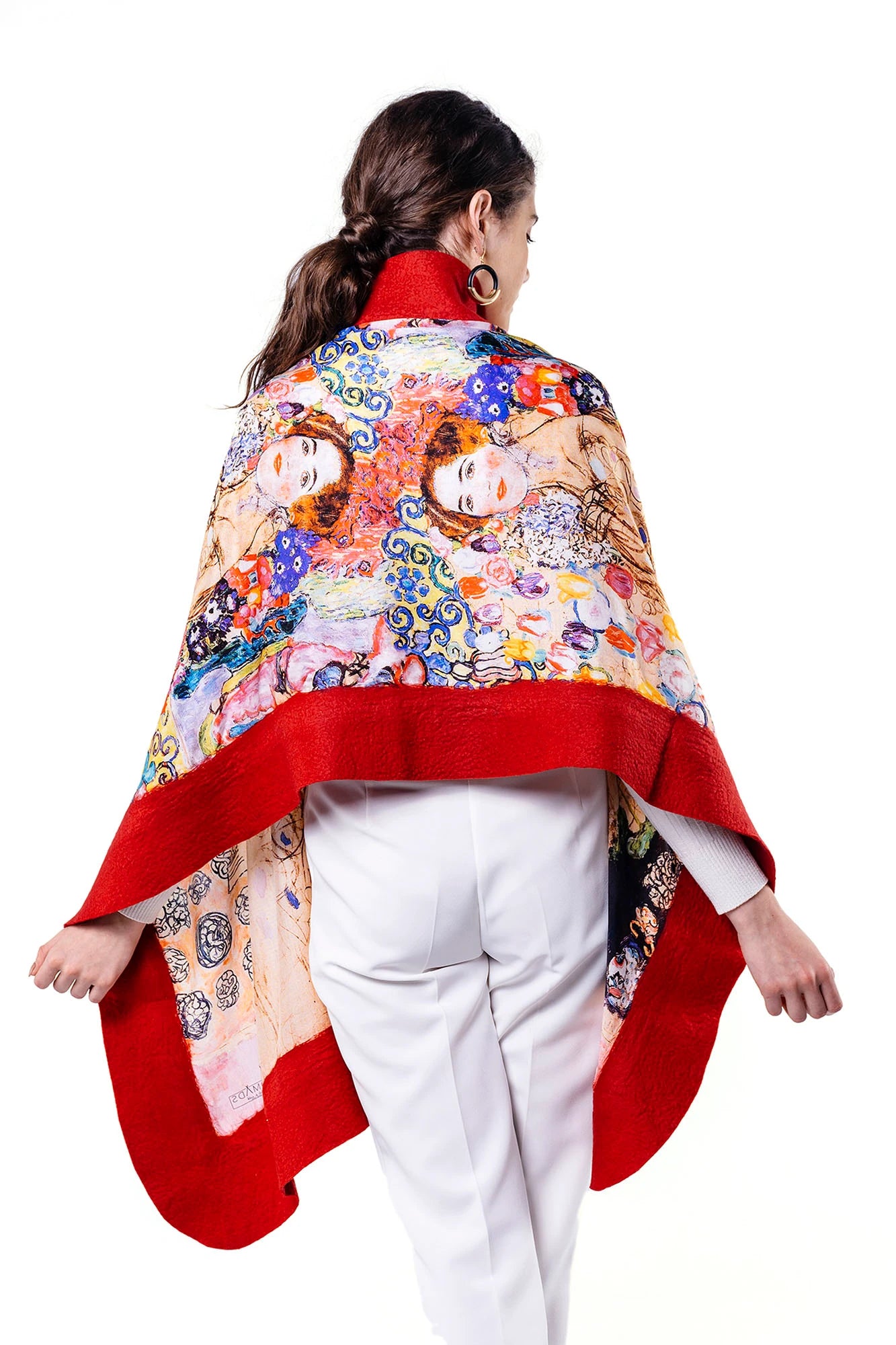 İpek Keçe Şal | Gustav Klimt Maria Munk Kırmızı-Kiremit | Nomads Felt