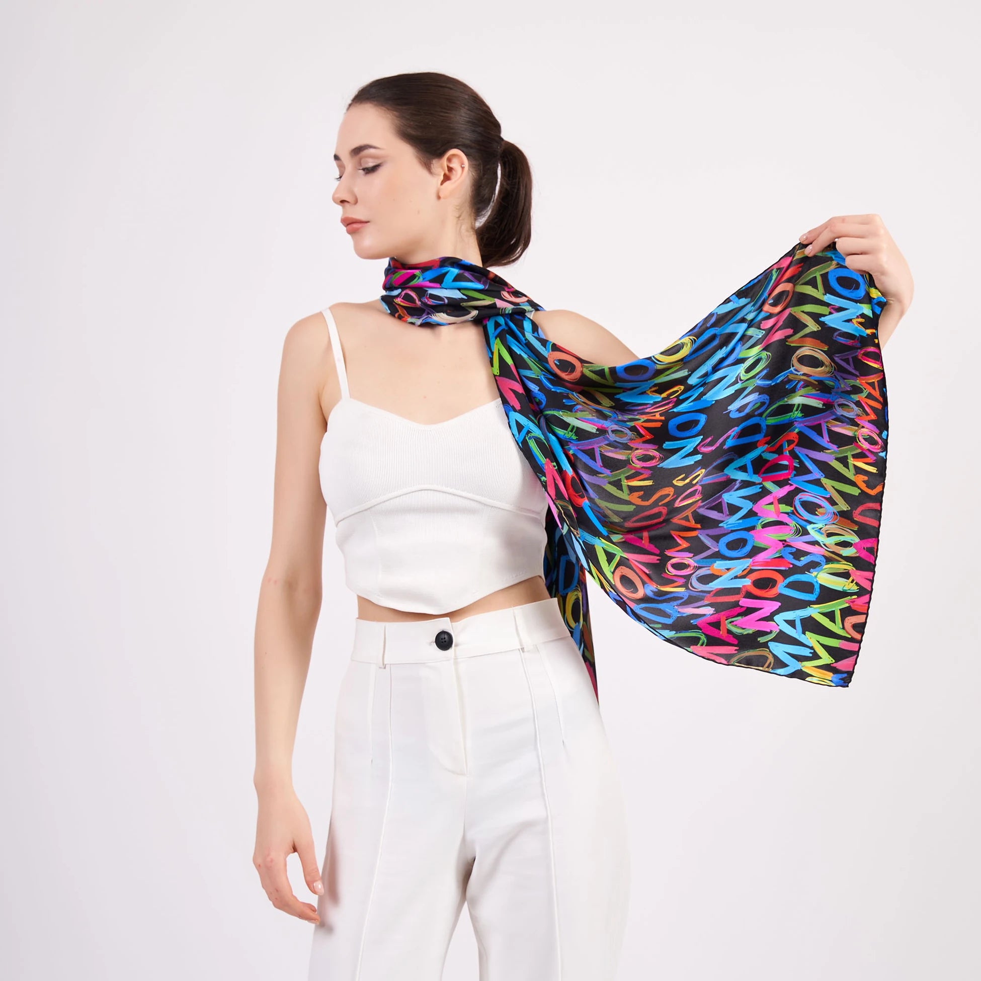 Saf İpek Fular | 55x180 cm | Neon Baskılı | Nomads Felt