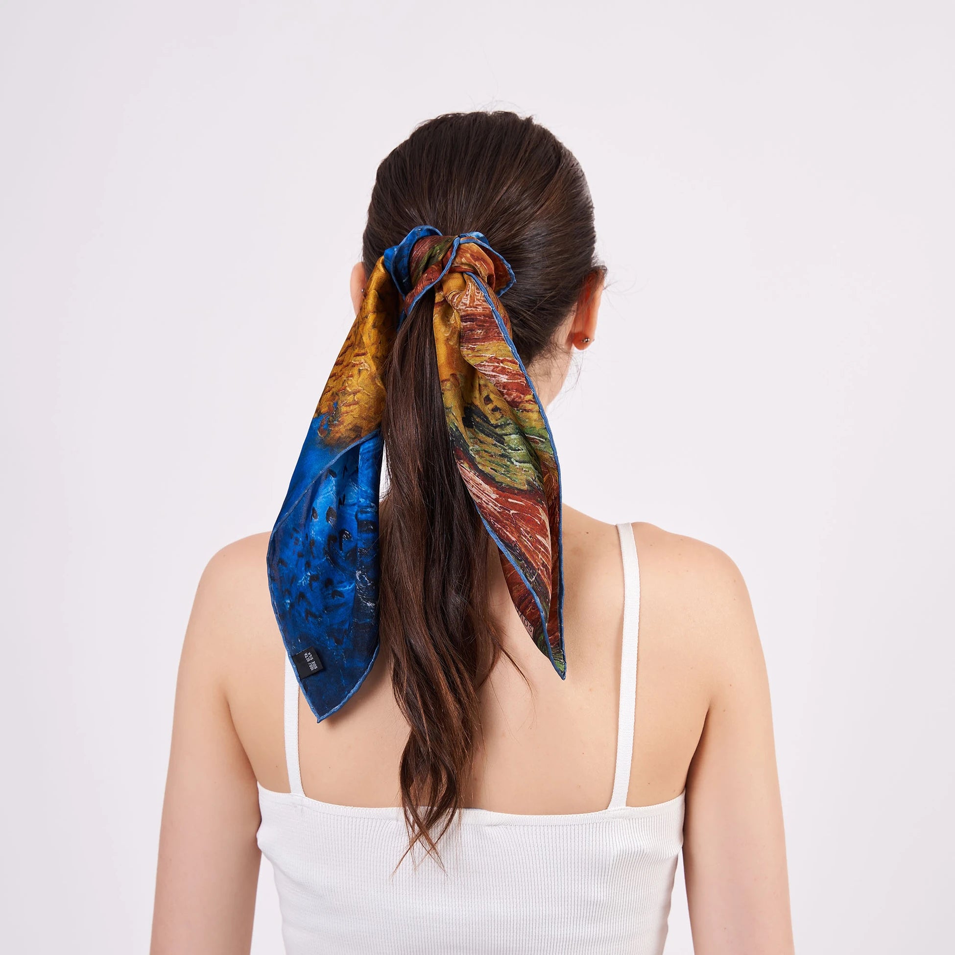 Saf İpek Bandana Fular | Van Gogh Wheatfield with Crows | Nomads Felt