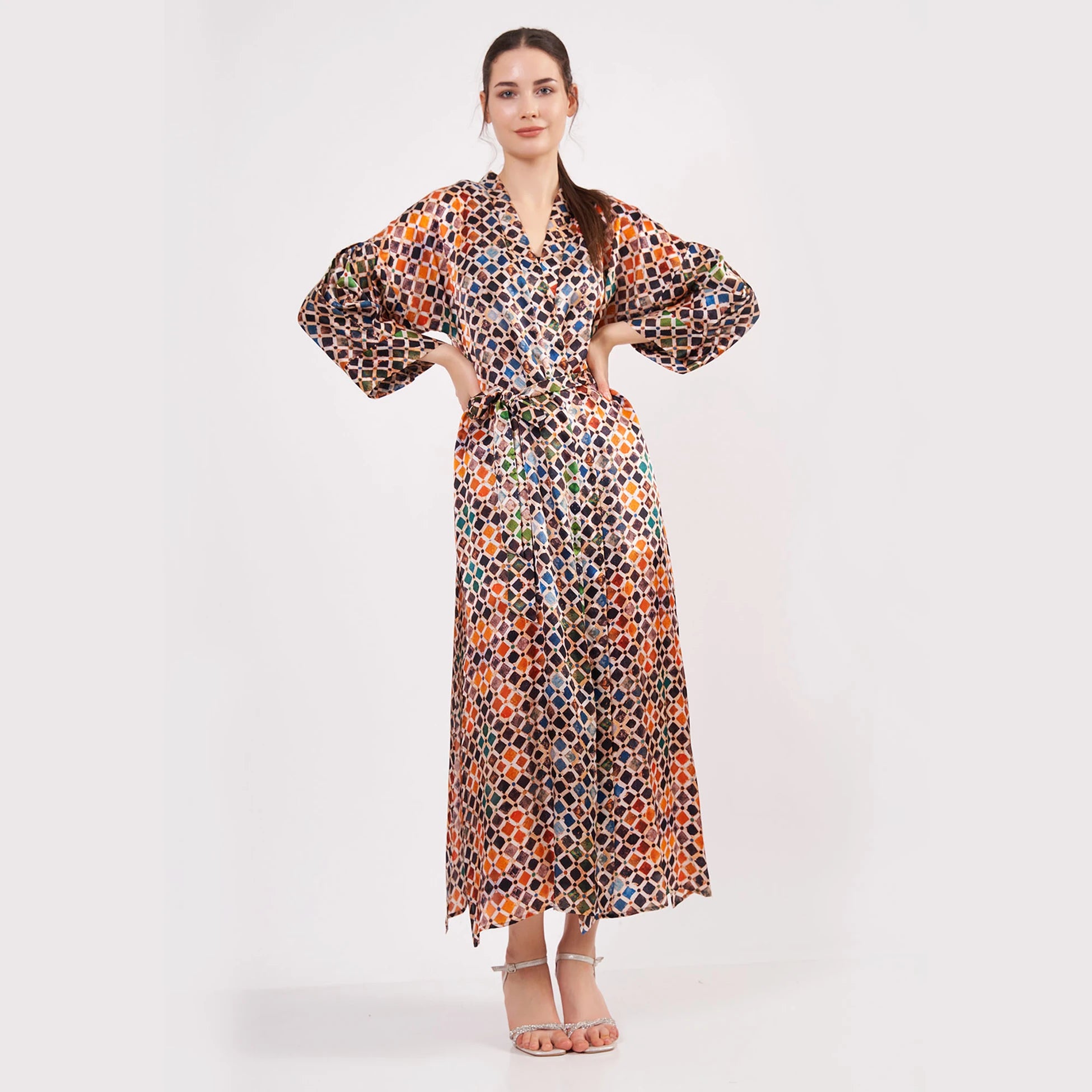 %100 İpek Uzun Kimono Kaftan | Elhamra 15 | Nomads Felt