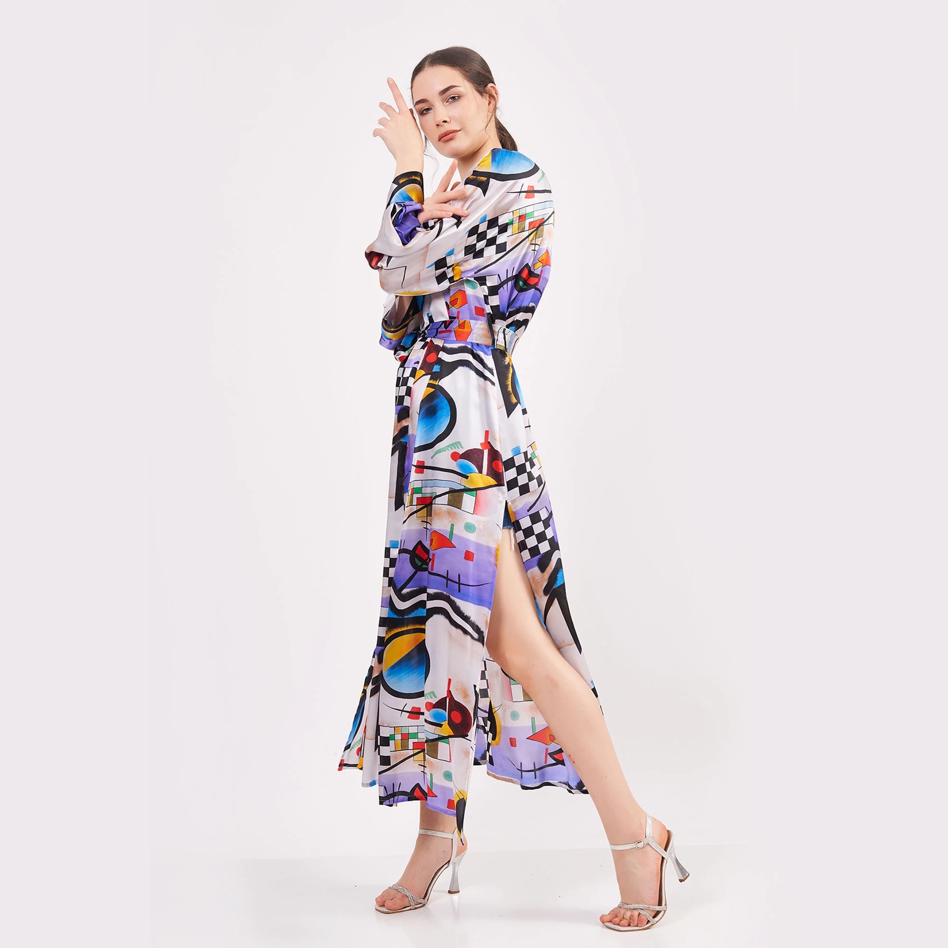 %100 İpek Uzun Kimono Kaftan | Kandinsky Collective | Nomads Felt